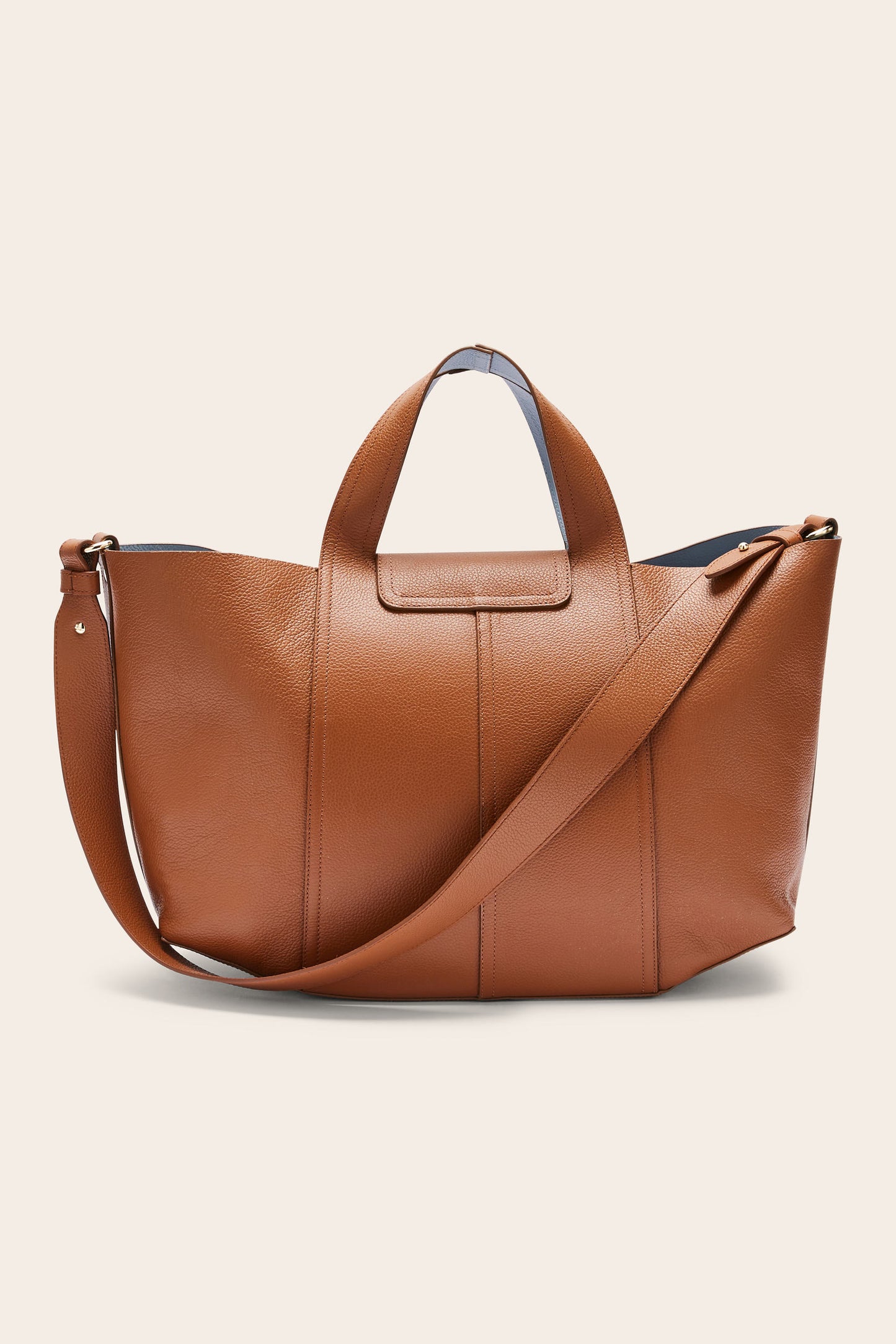 Cabas Esteban camel intérieur bleu gris