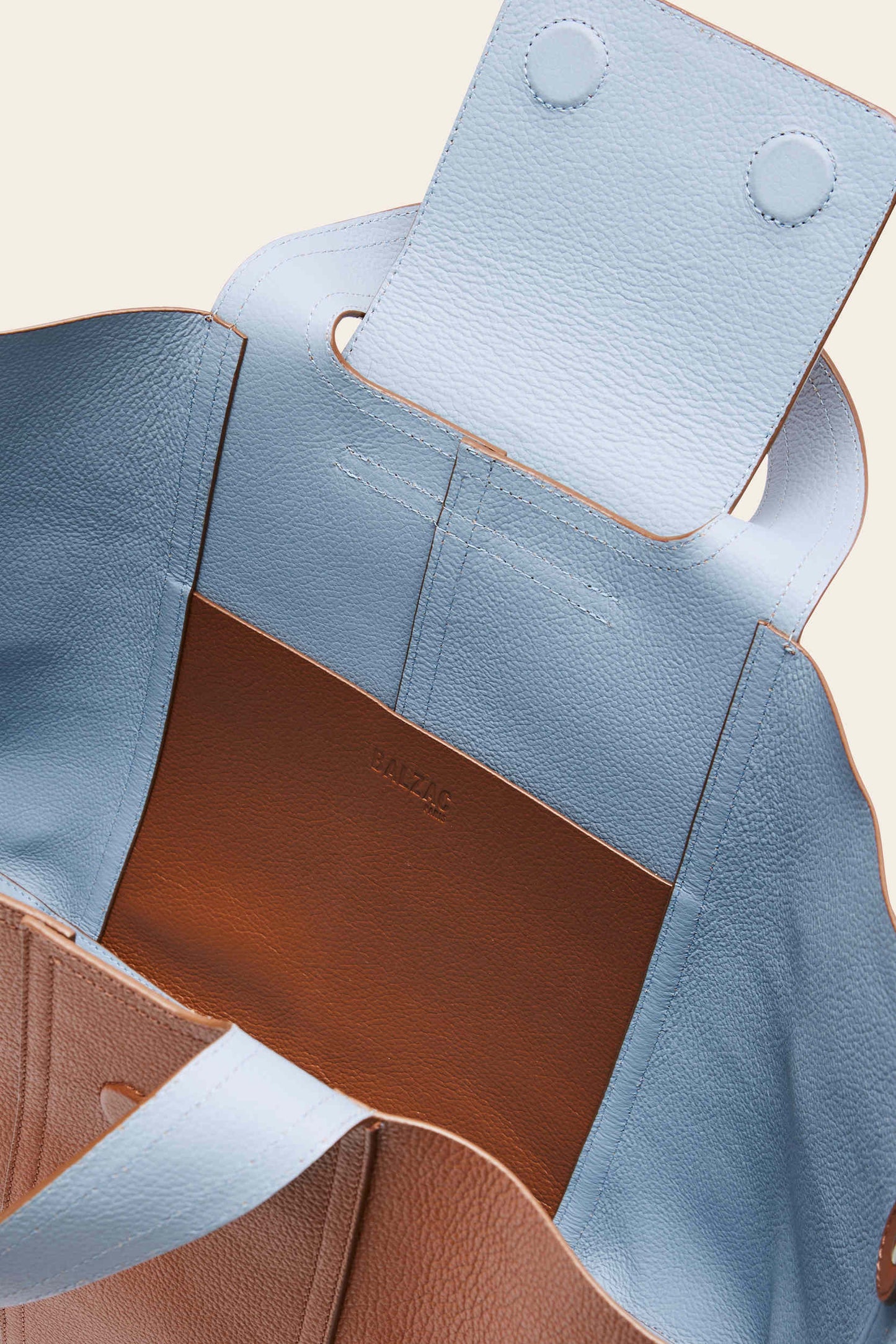 Cabas Esteban camel intérieur bleu gris