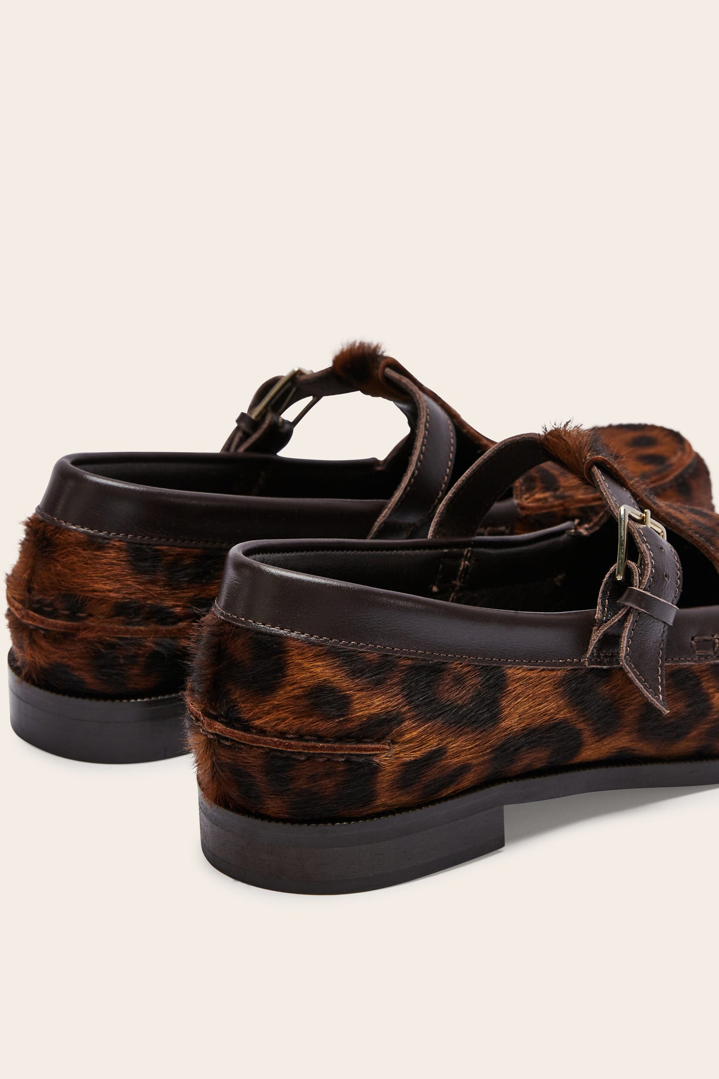 Mocassins Alban pony léopard fauve et chocolat