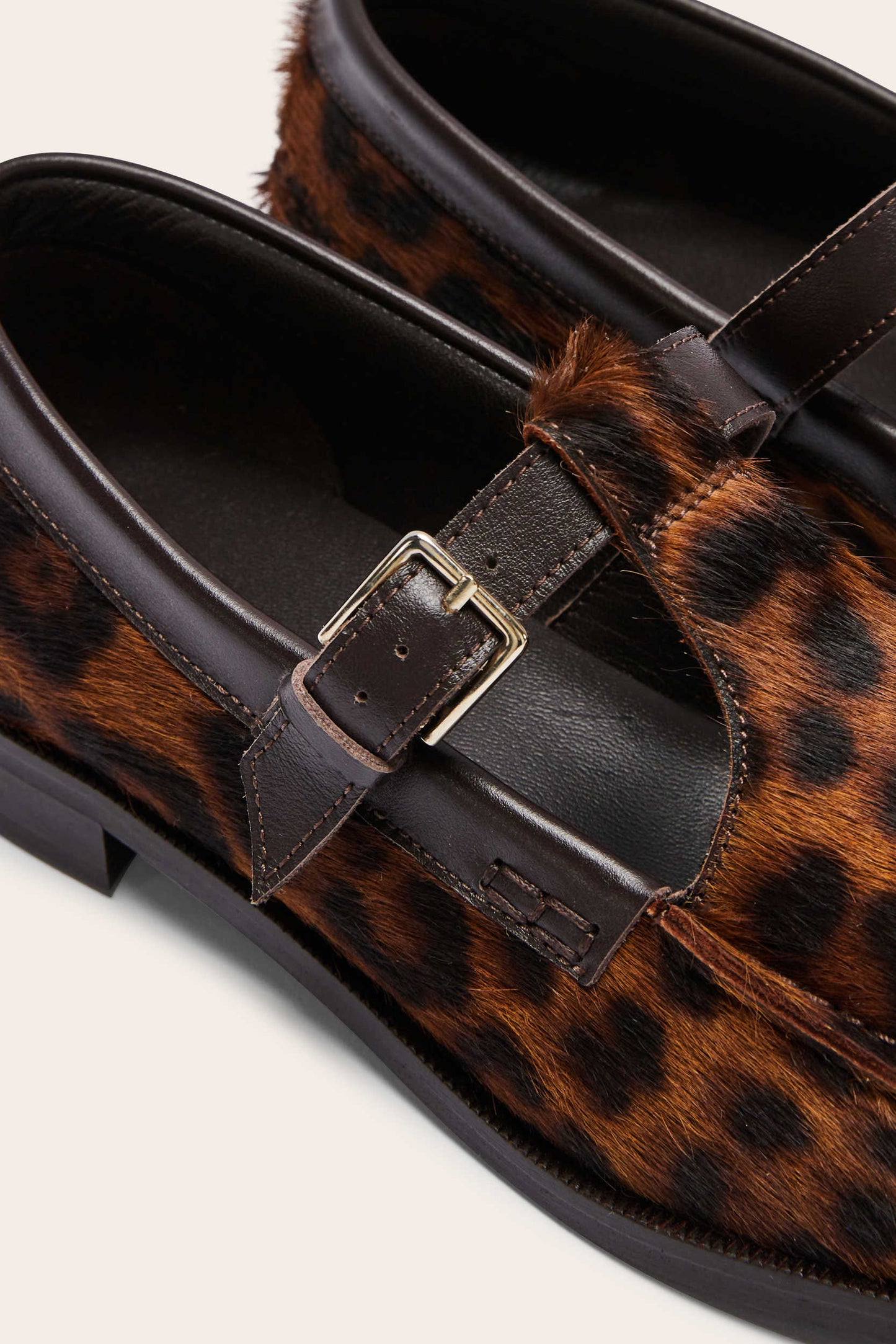 Mocassins Alban pony léopard fauve et chocolat