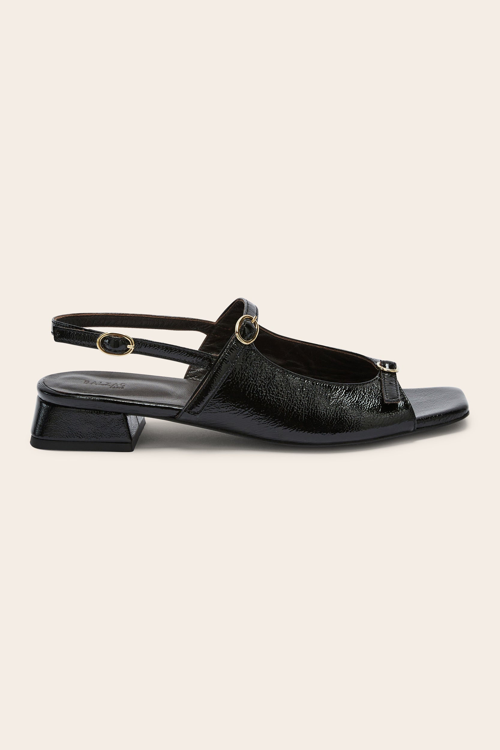 Sandals Joana patent crinkled black