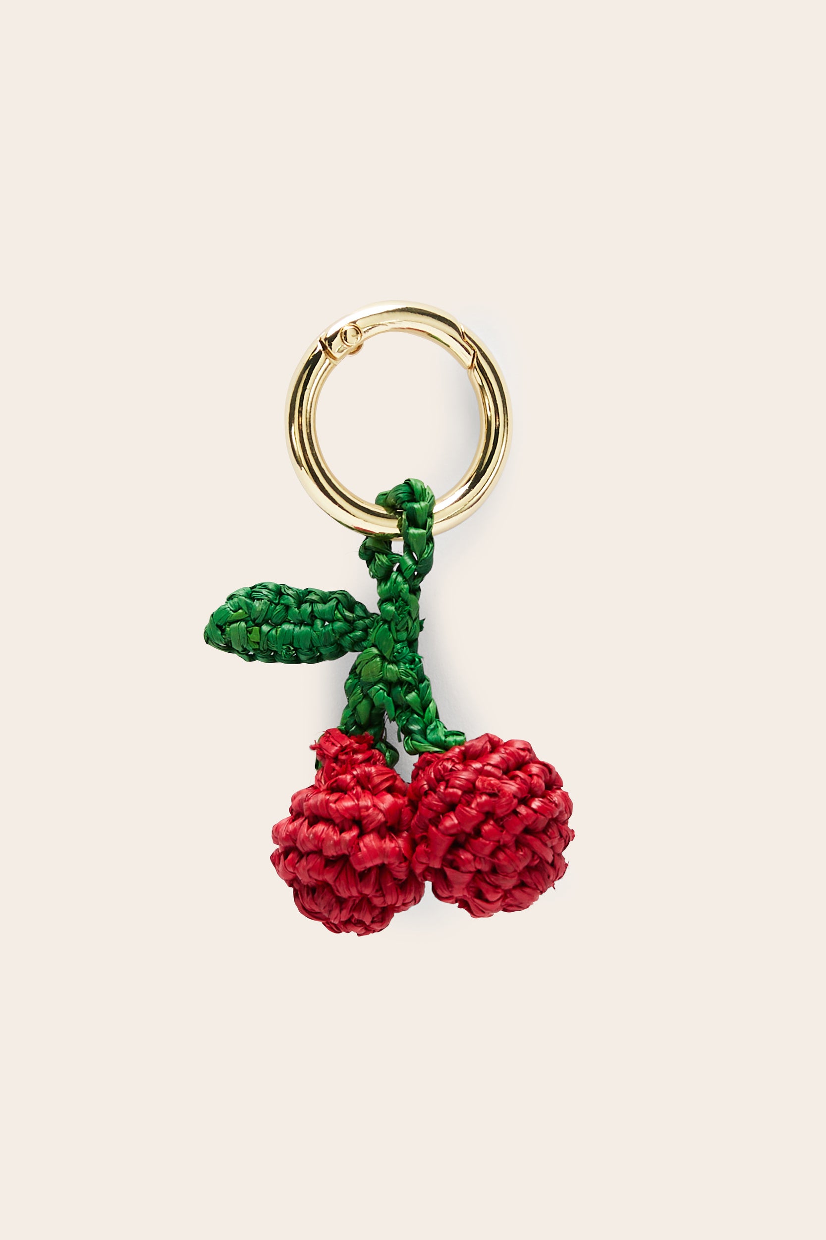 Keyring cerise raffia