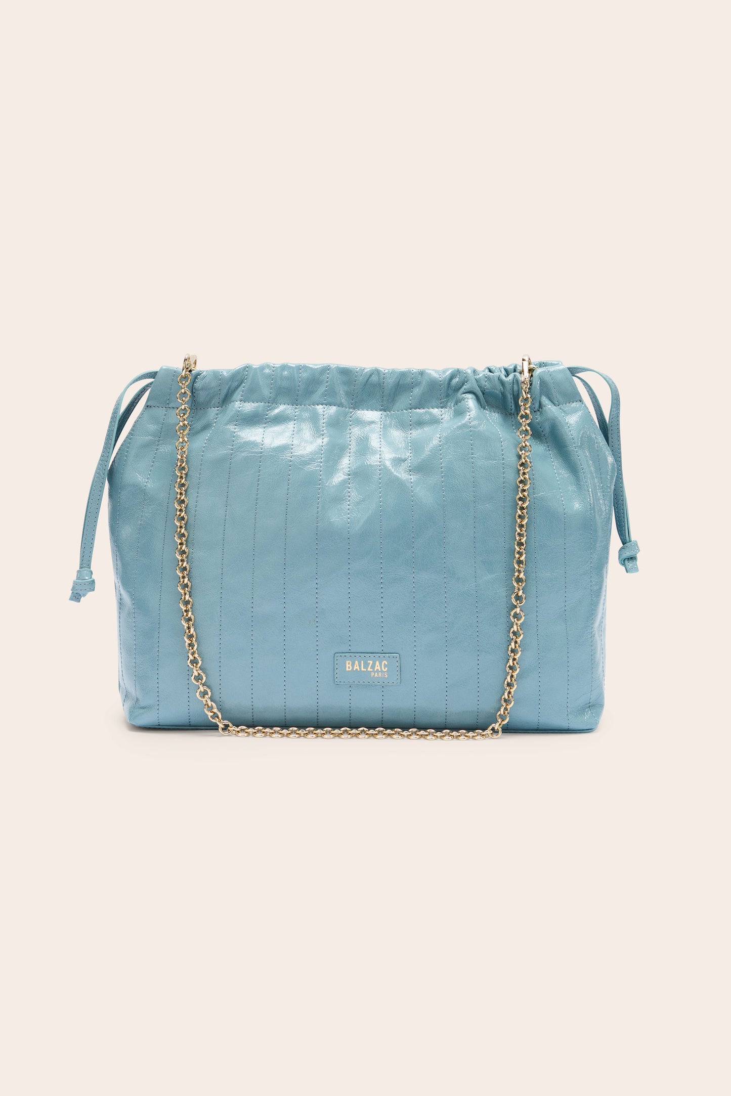Amaïa crinkled patent sky blue bag