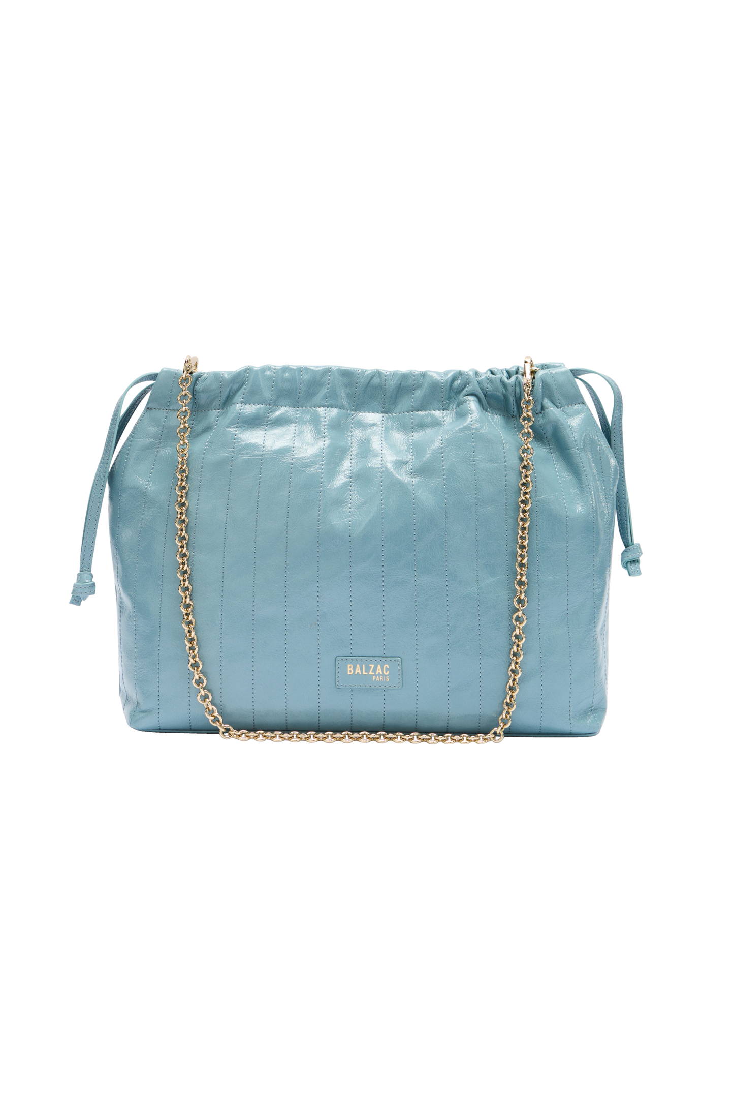 Amaïa crinkled patent sky blue bag