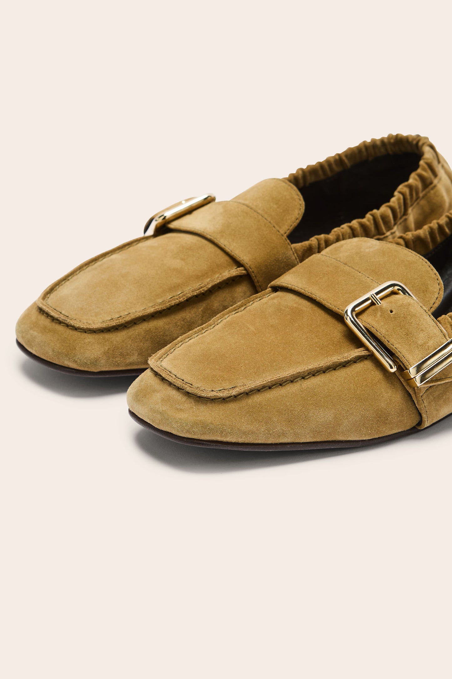 Alixia khaki split leather moccasins