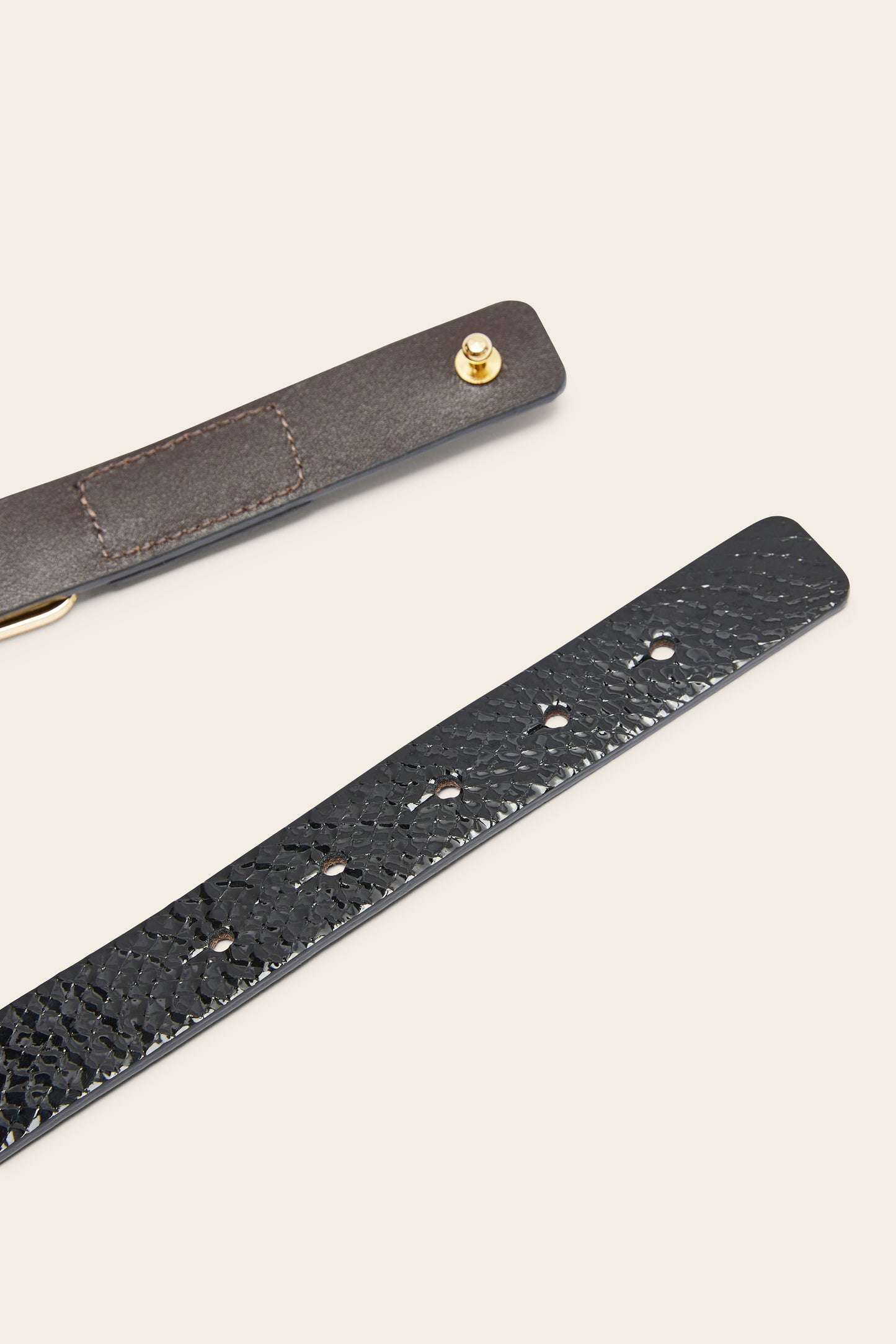 Ceane belt, embossed black patent leather