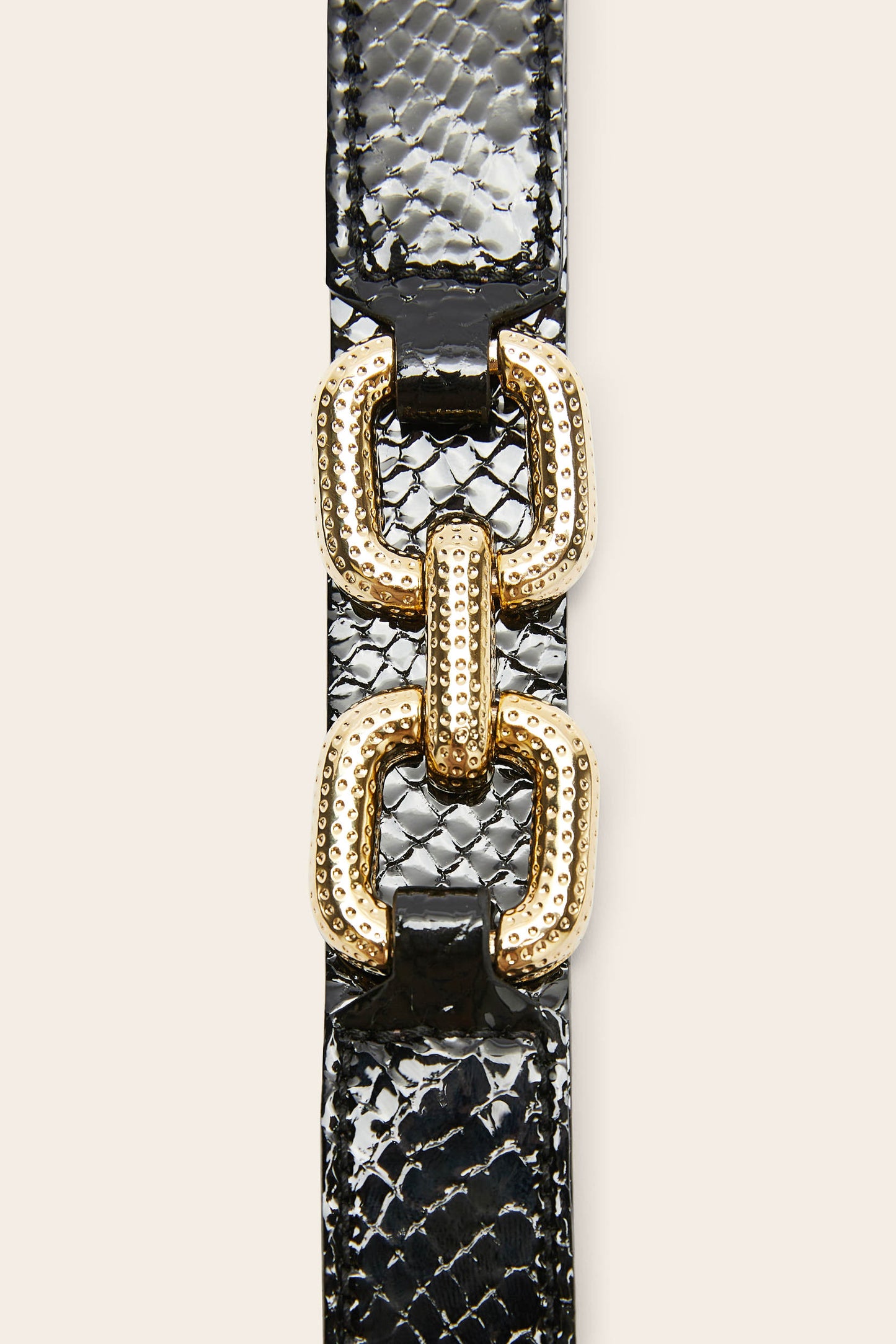 Ceane belt, embossed black patent leather