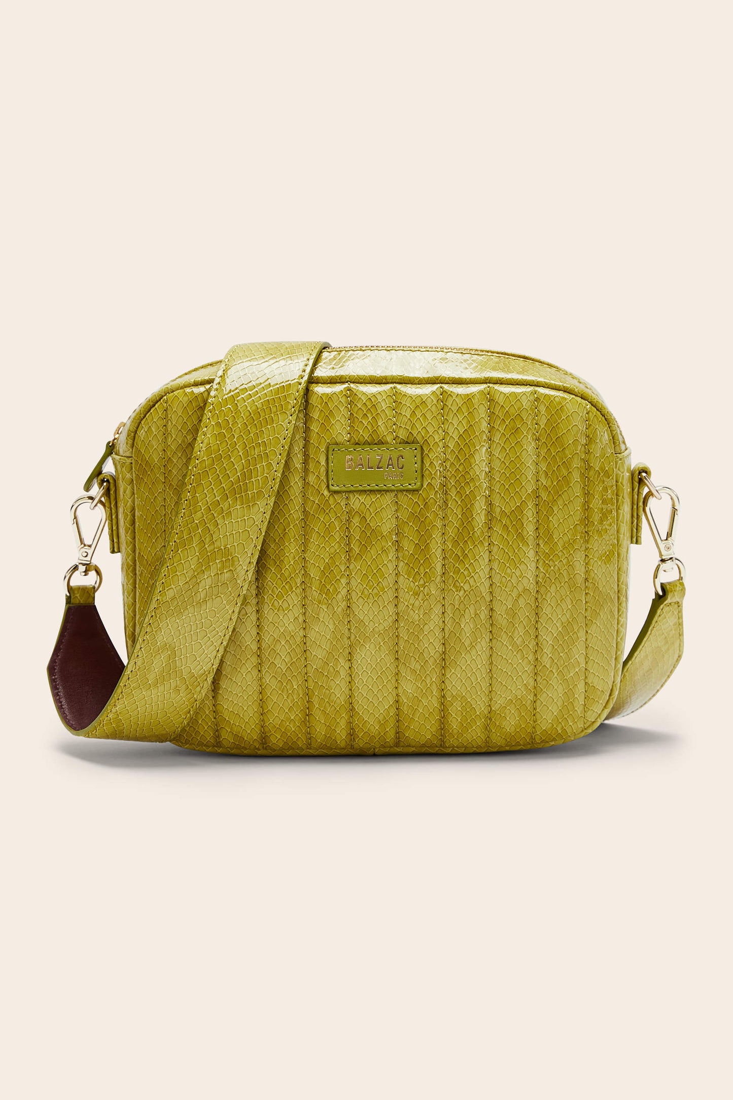 Anise-colored embossed patent leather César bag