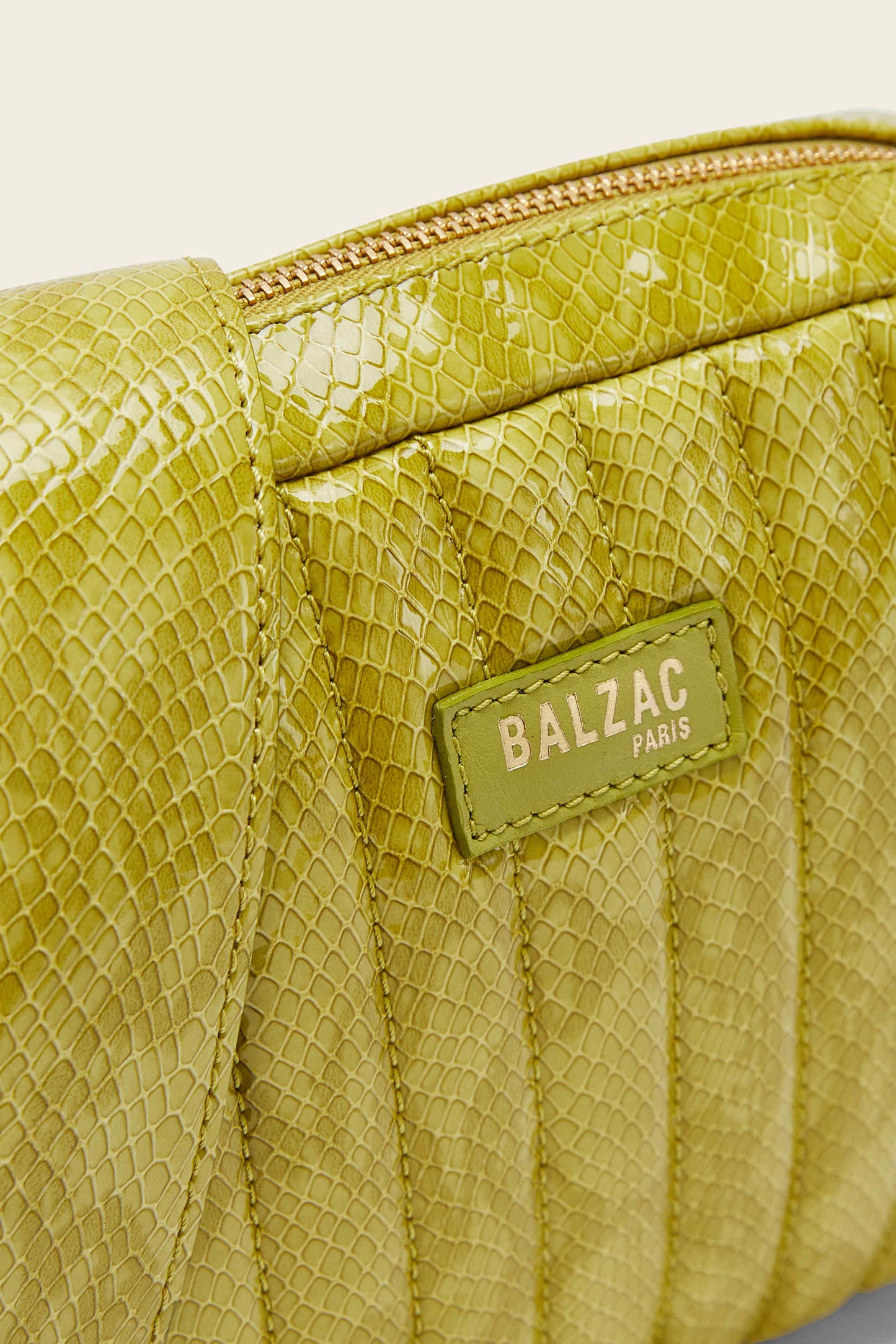 Anise-colored embossed patent leather César bag