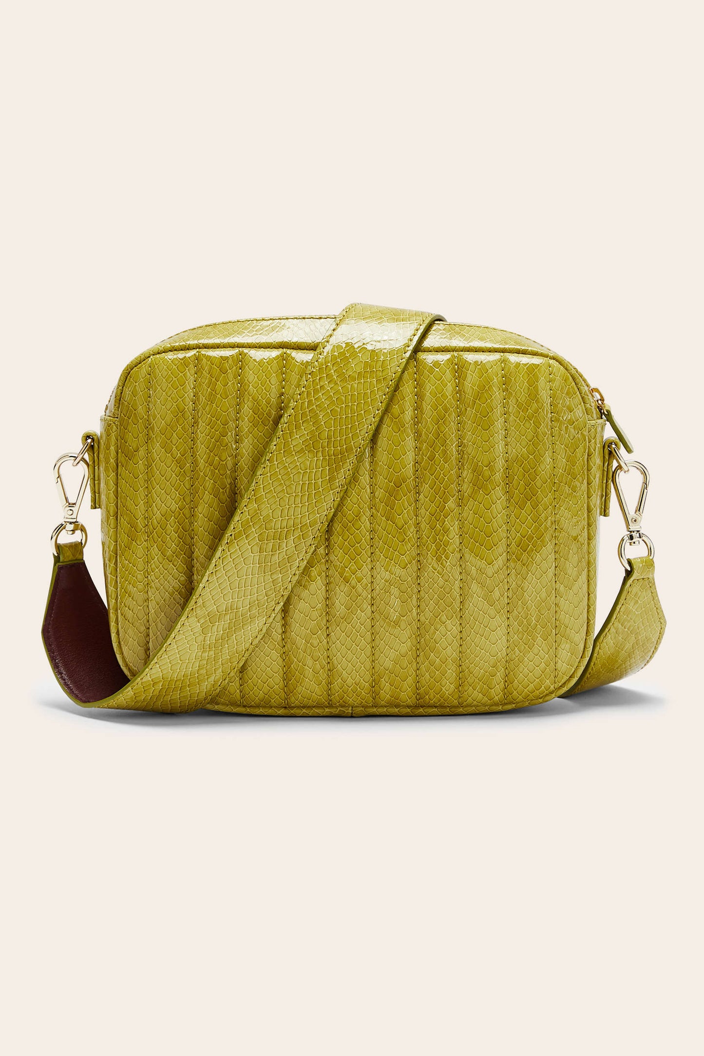 Anise-colored embossed patent leather César bag