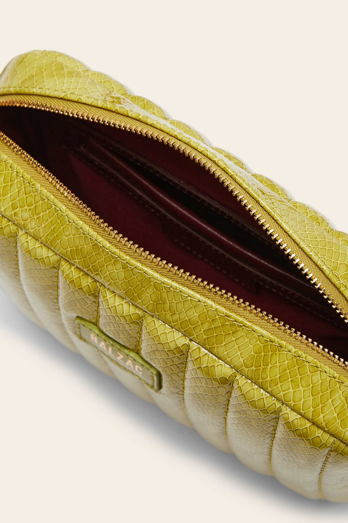 Anise-colored embossed patent leather César bag