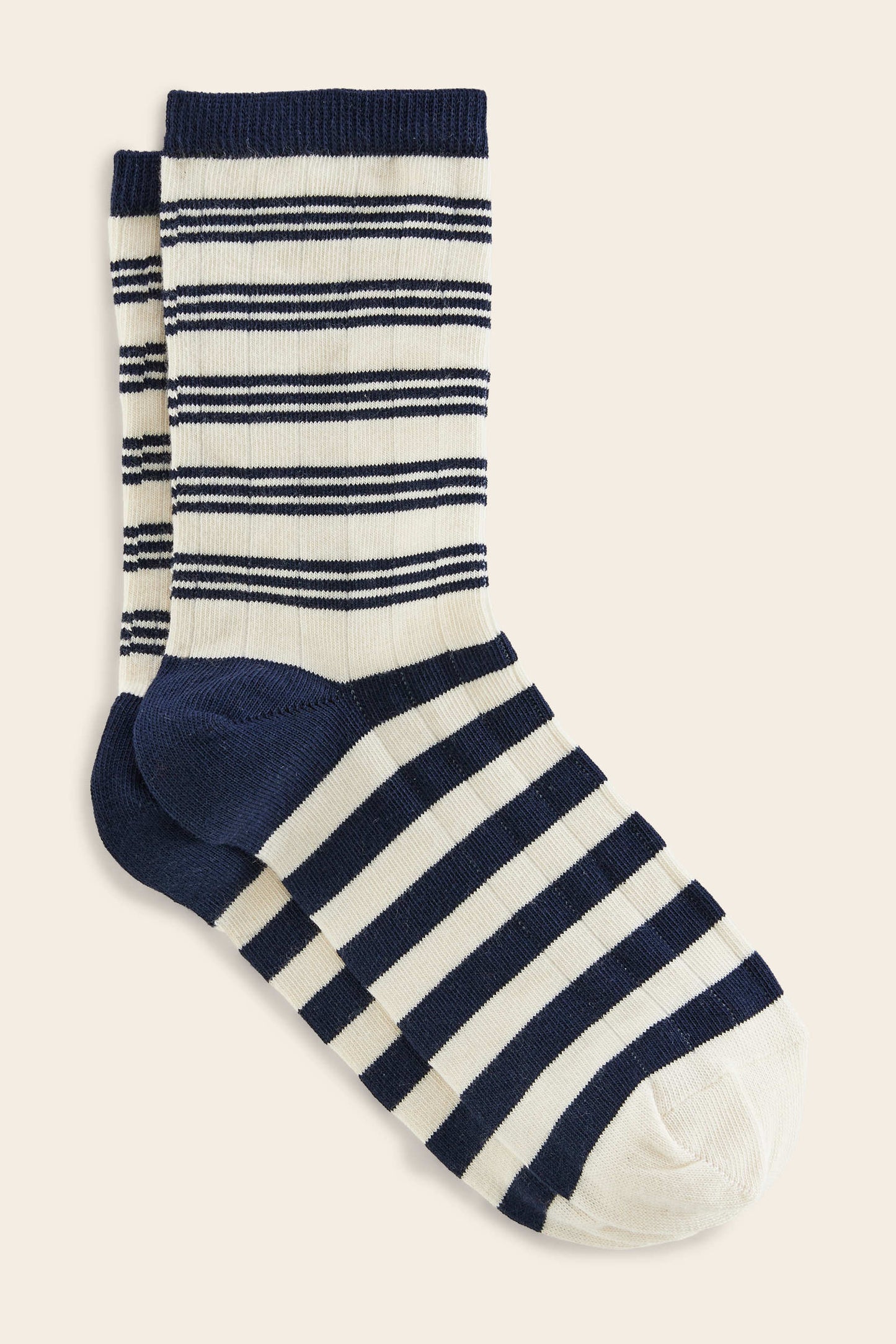 Chaussettes Ella rayure marine et écru