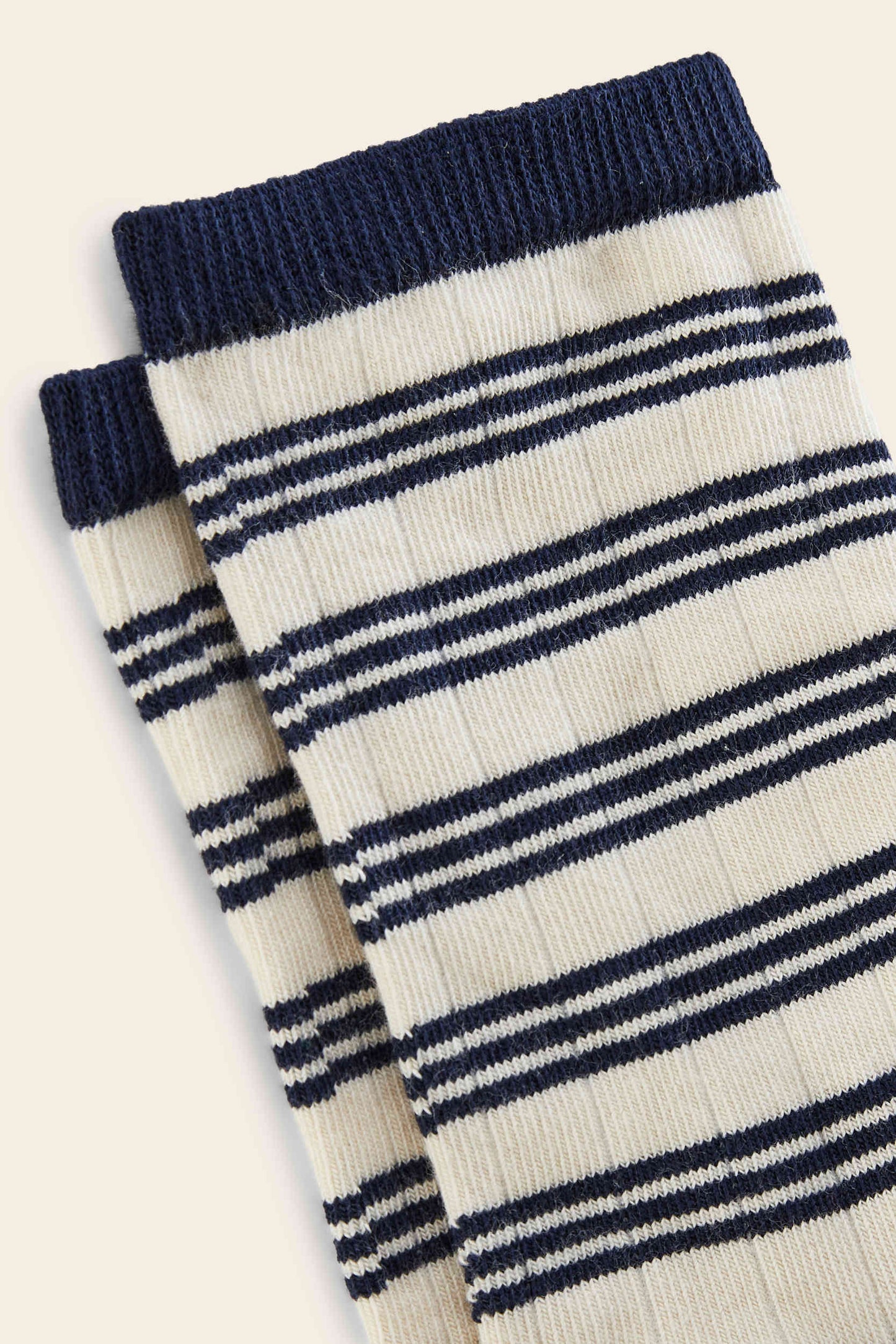 Chaussettes Ella rayure marine et écru