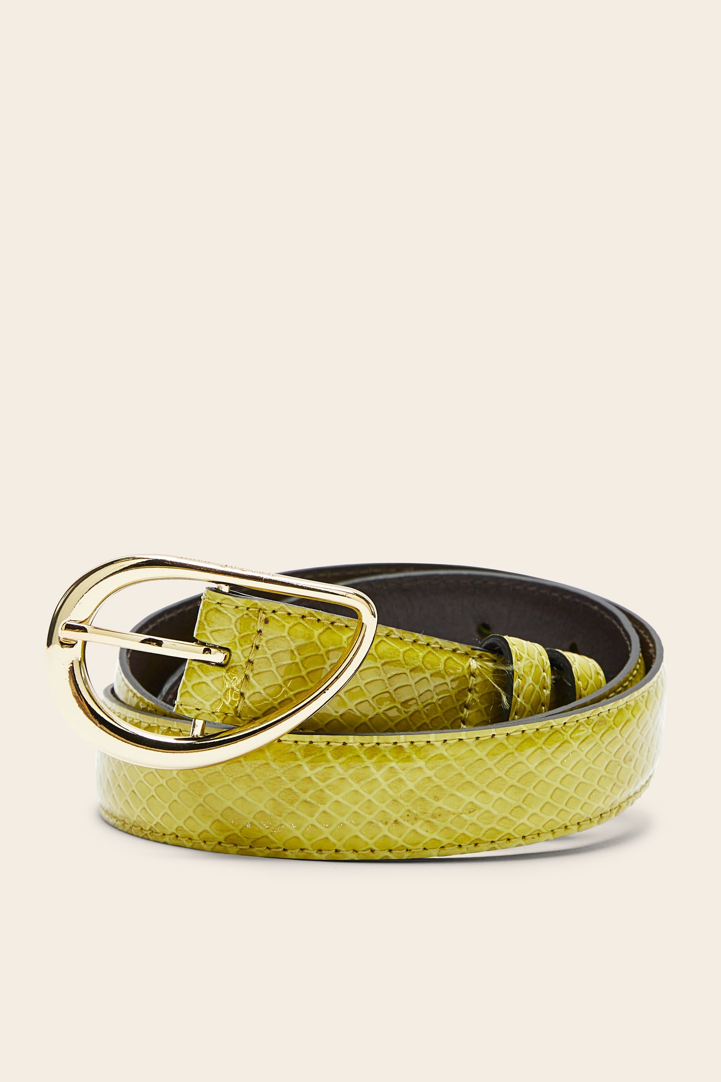 Basma belt, embossed anise green patent leather