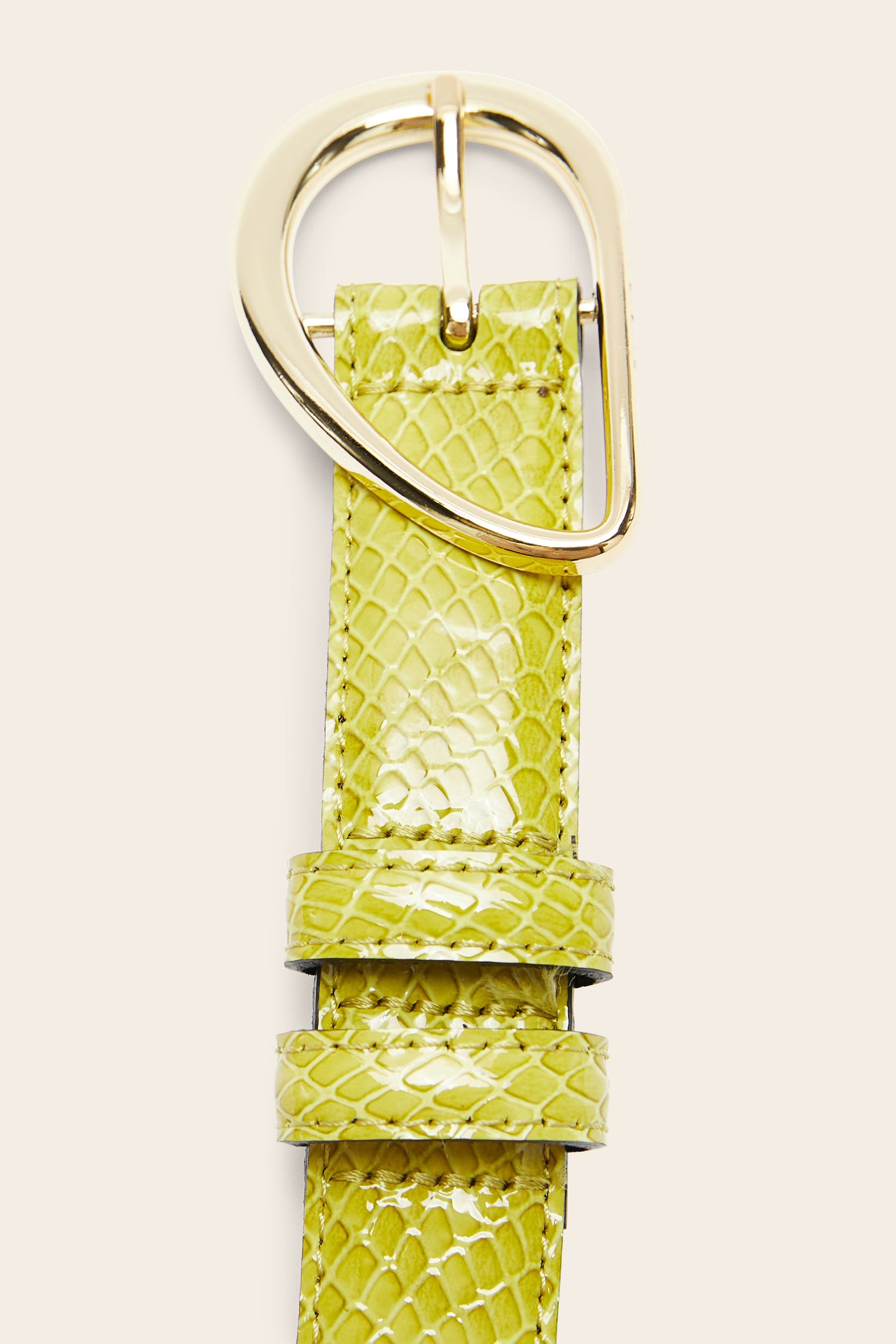 Basma belt, embossed anise green patent leather
