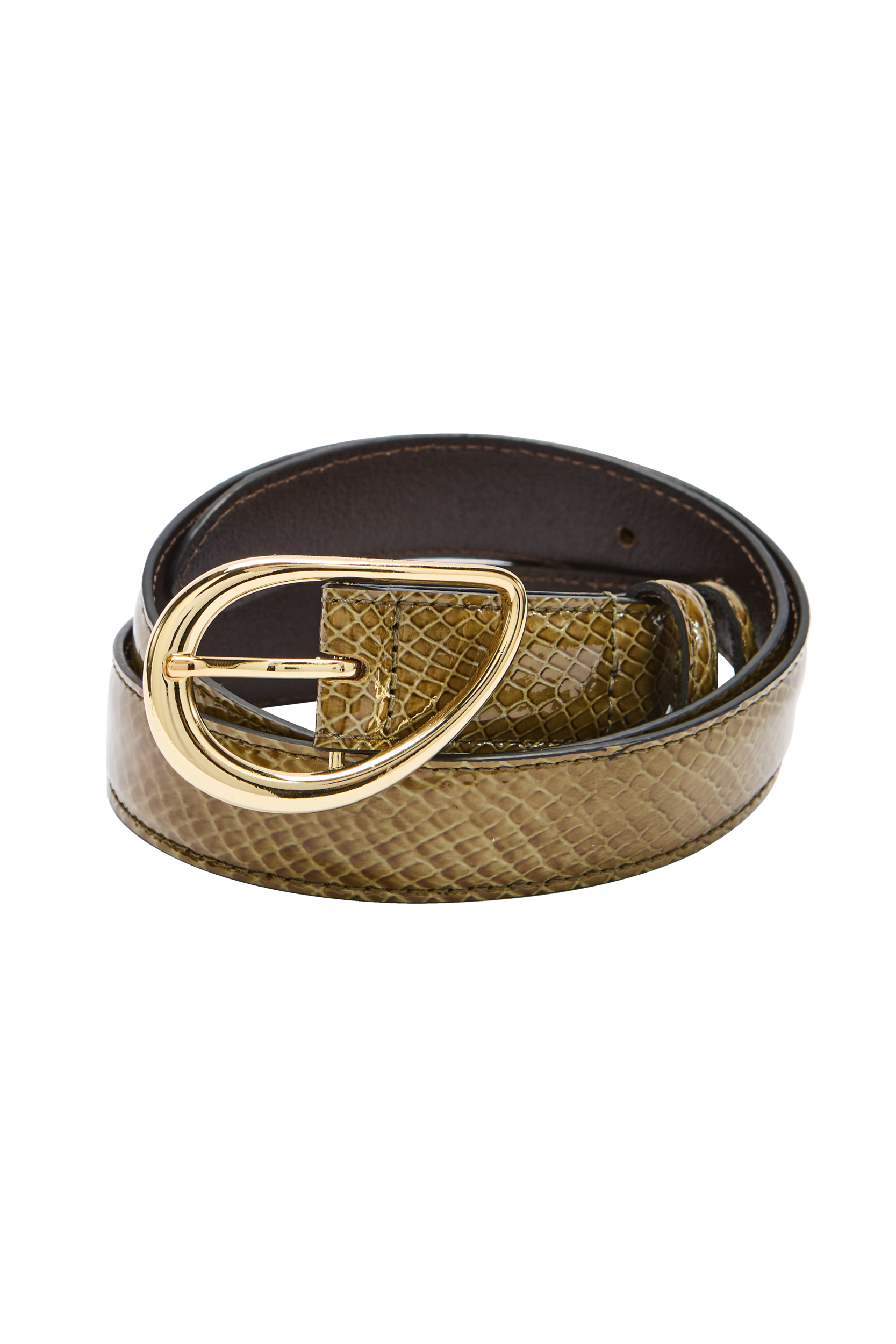 Belt Basma patent embossed khaki