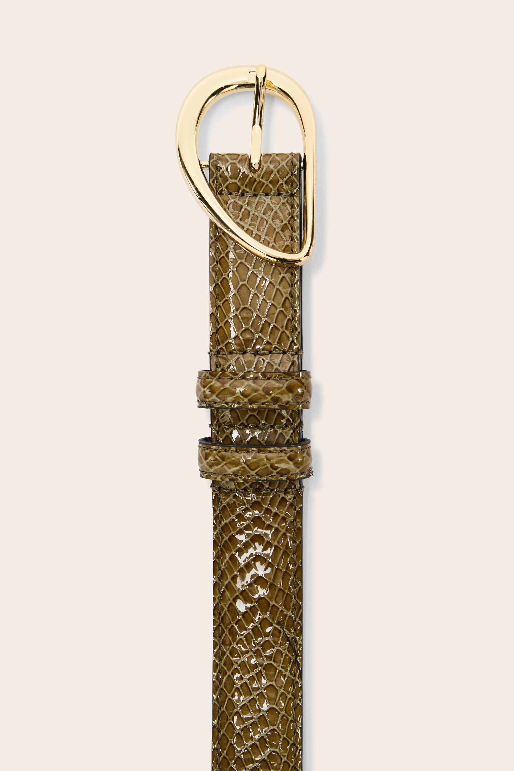 Belt Basma patent embossed khaki