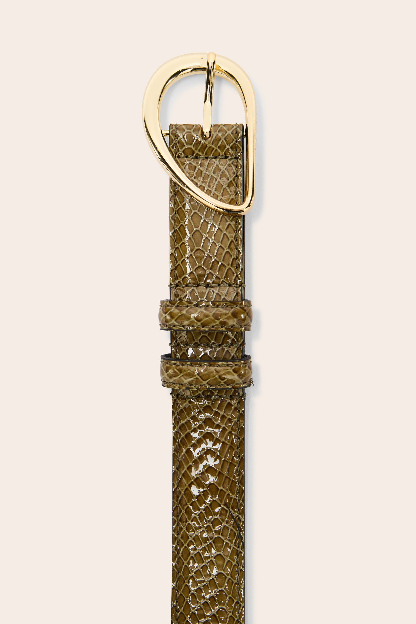 Basma patent leather embossed khaki belt