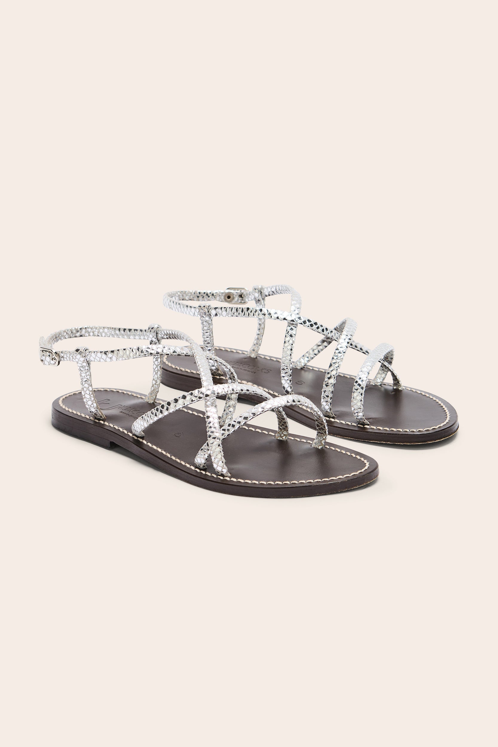 Sandals Terracina embossed python silver