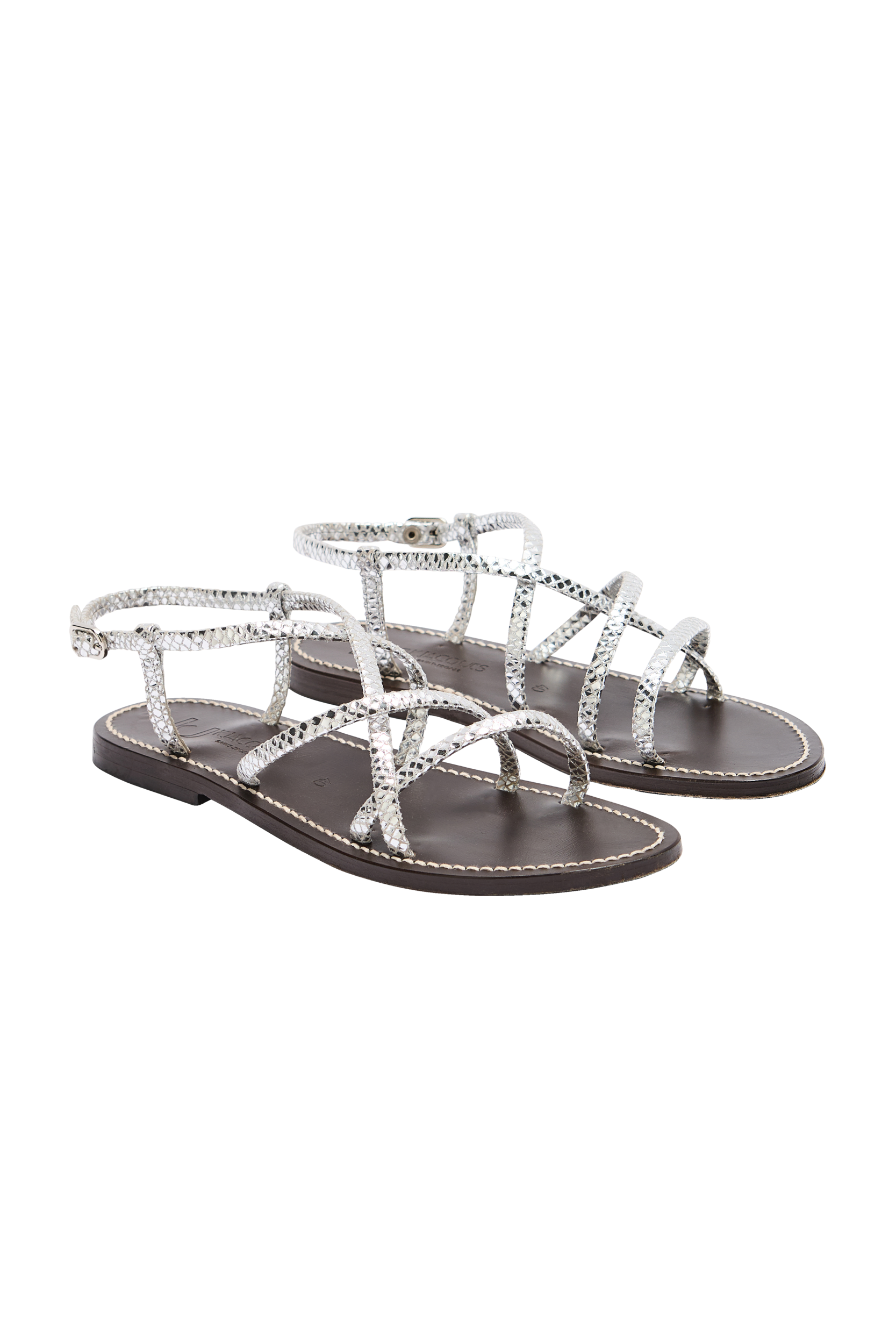 Sandals Terracina embossed python silver