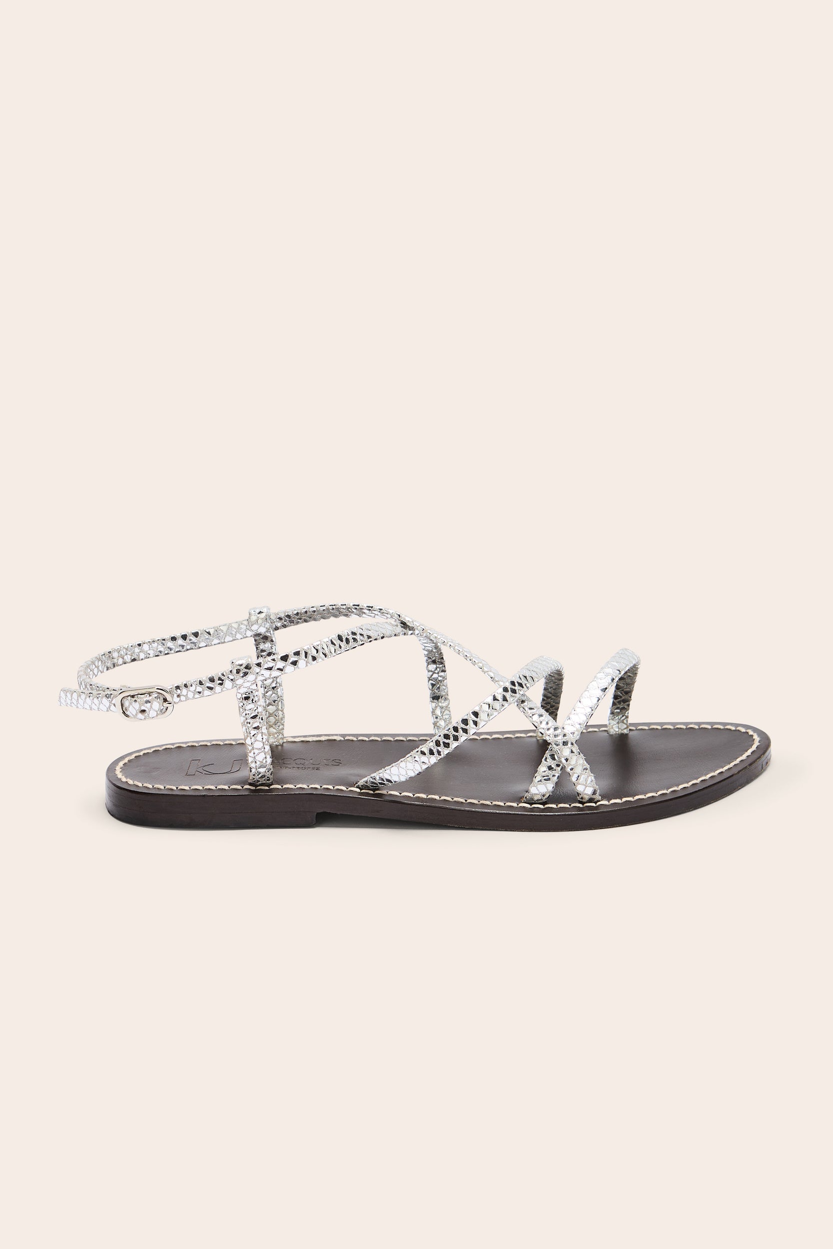Sandals Terracina embossed python silver