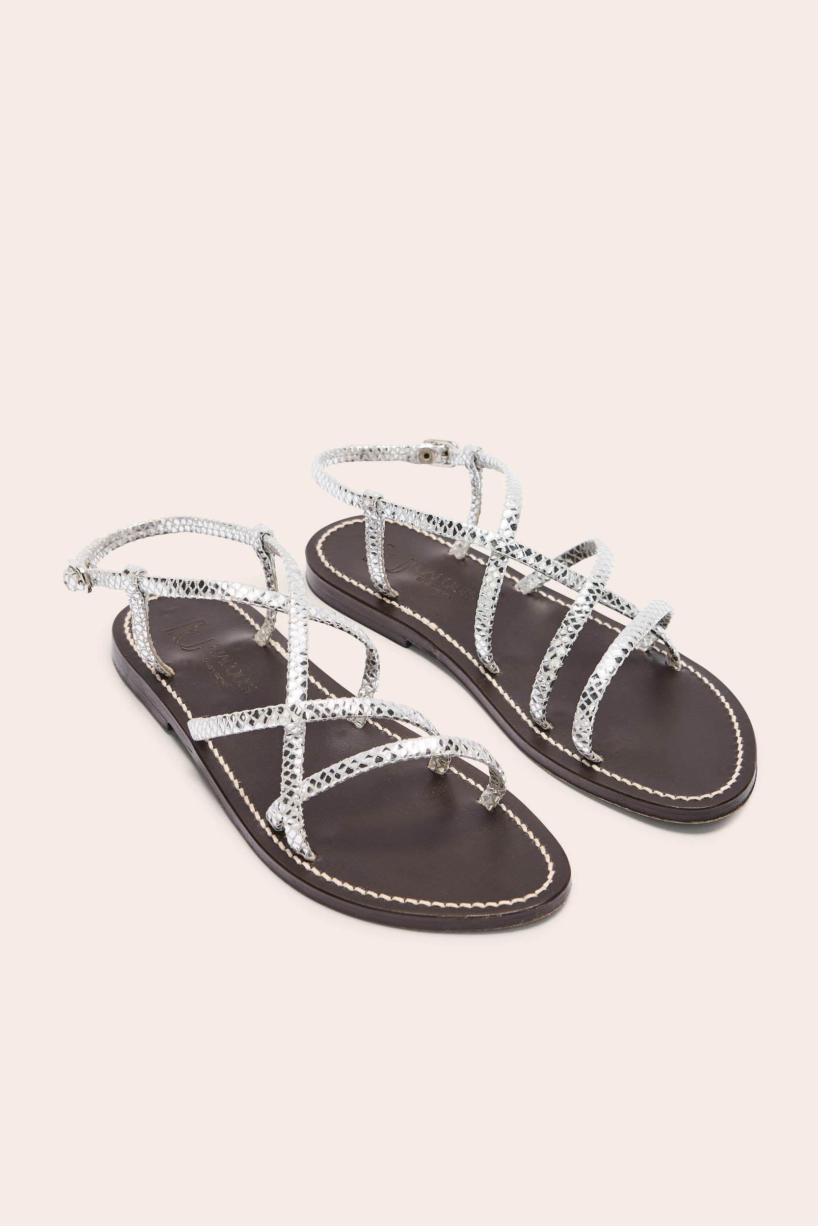 Sandals Terracina embossed python silver