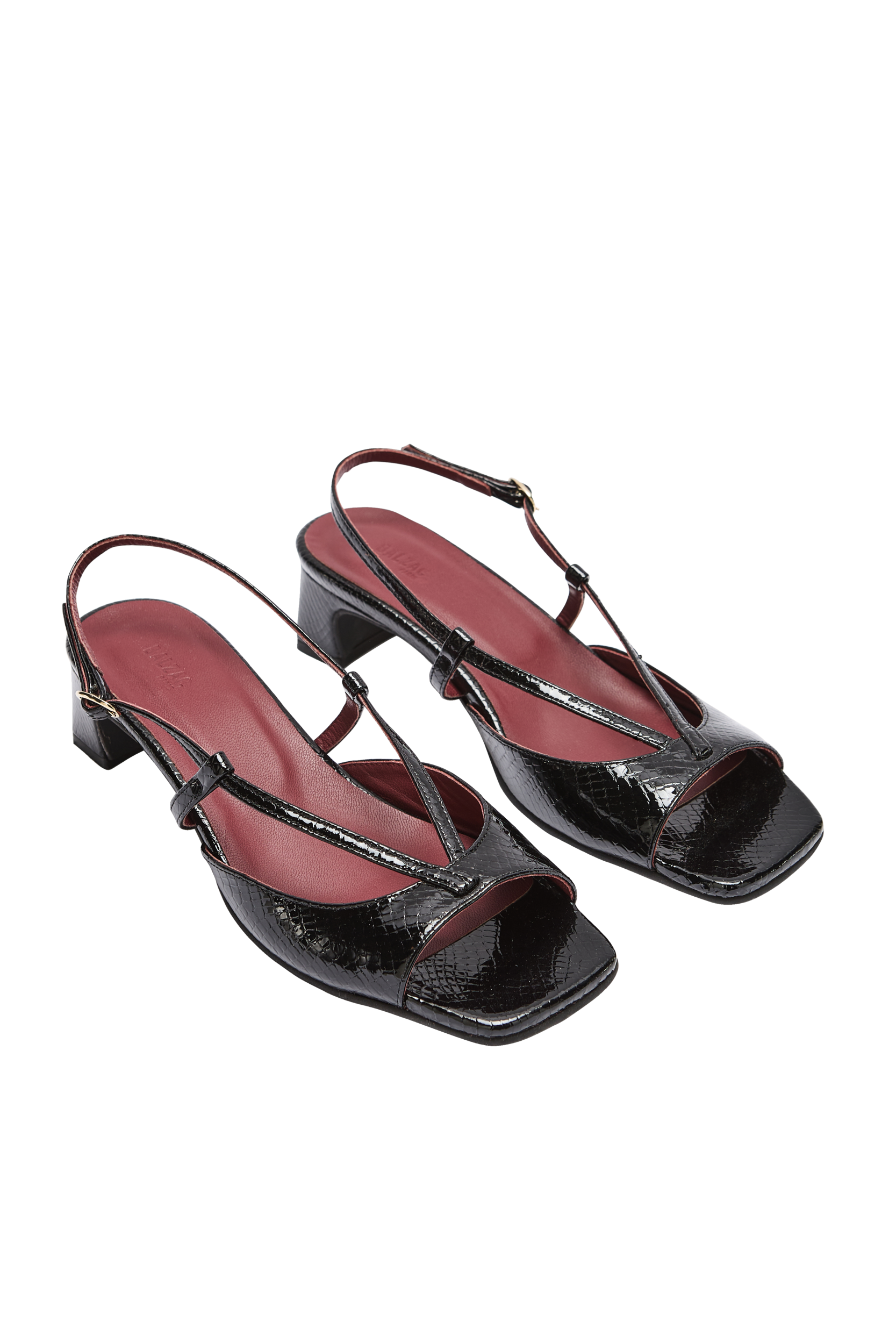 Sandals Tella patent embossed black