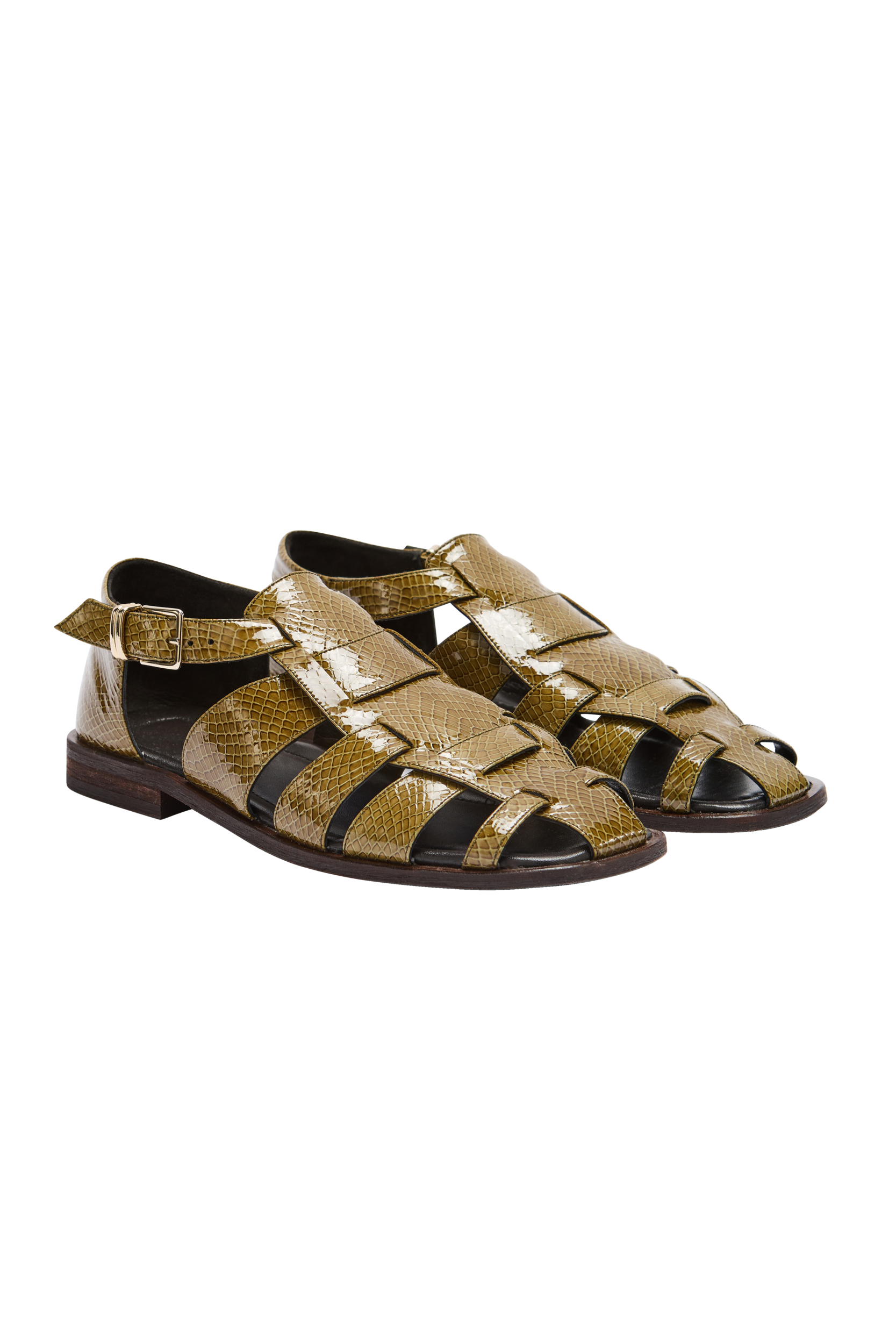 Sandals Luce patent embosé khaki