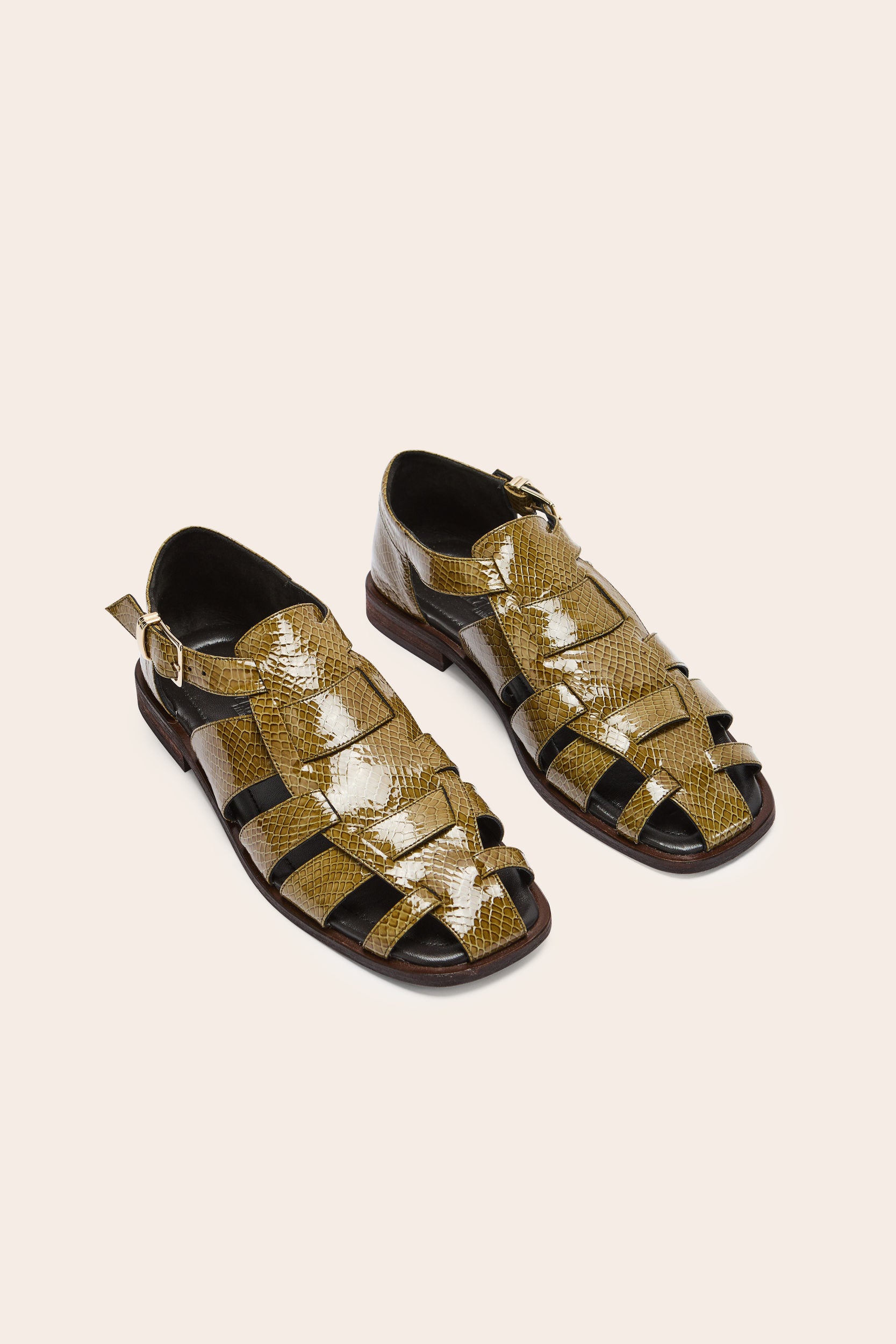 Sandals Luce patent embosé khaki