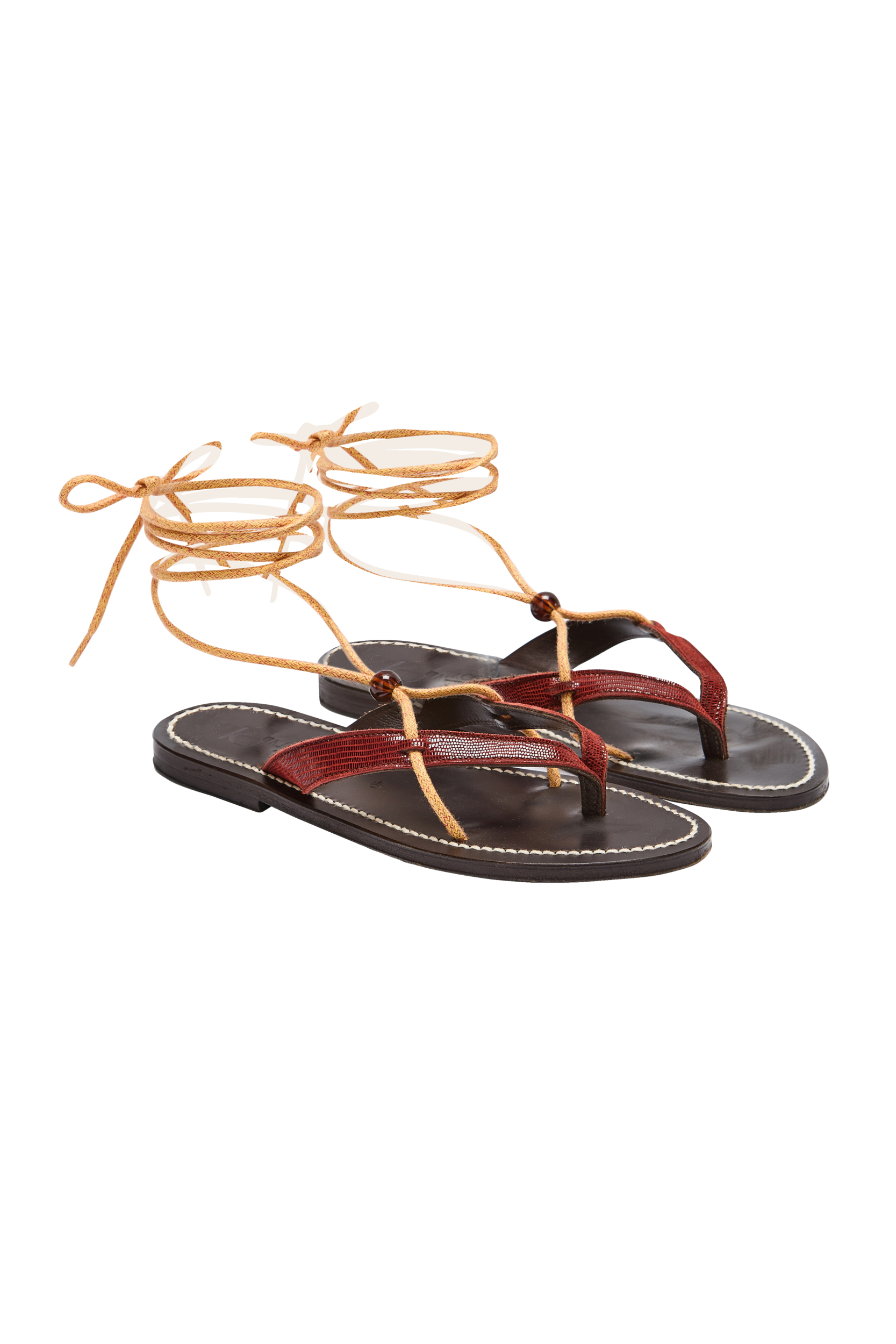 Sandals Amalfi embossed lizard burgundy