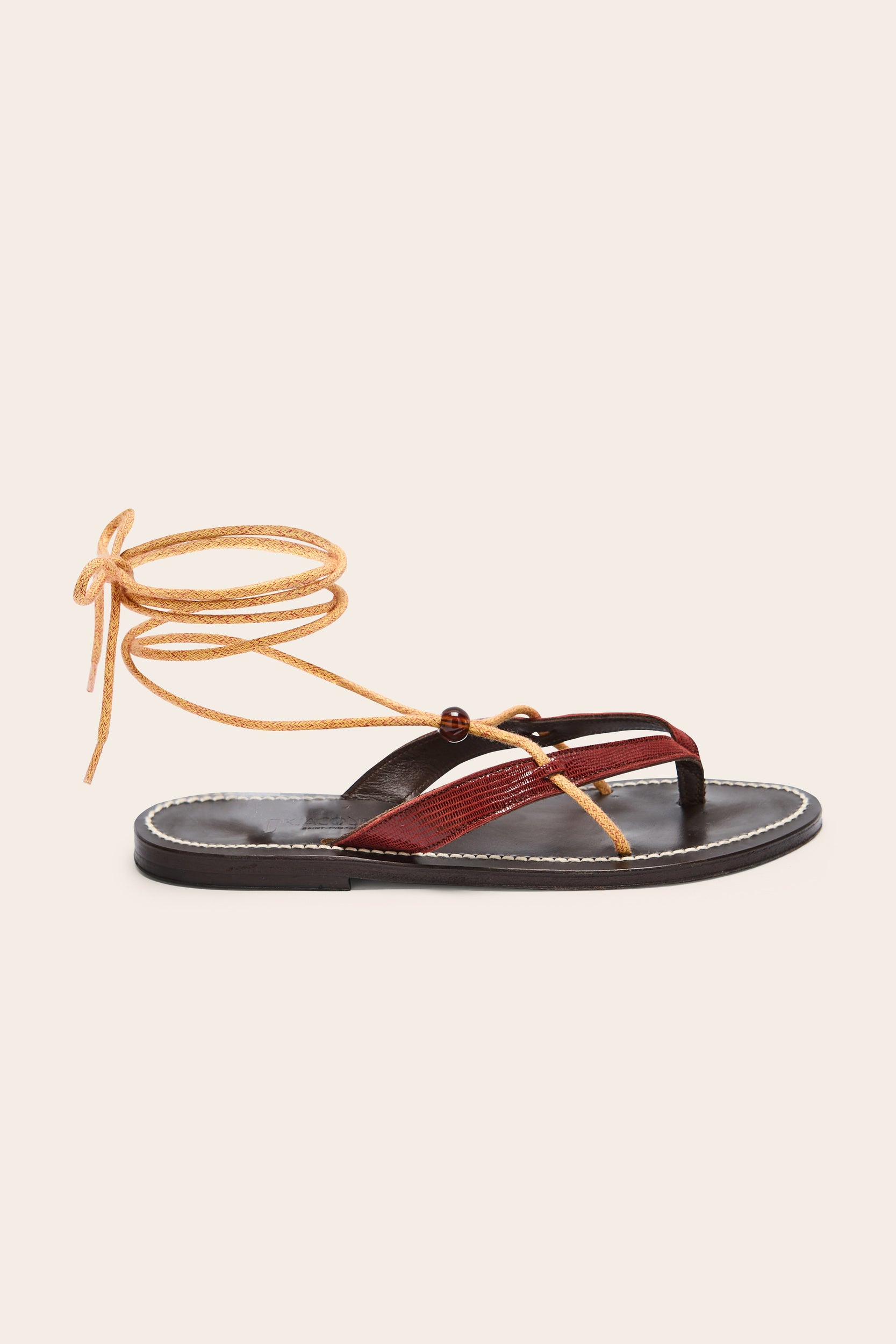 Sandals Amalfi embossed lizard burgundy