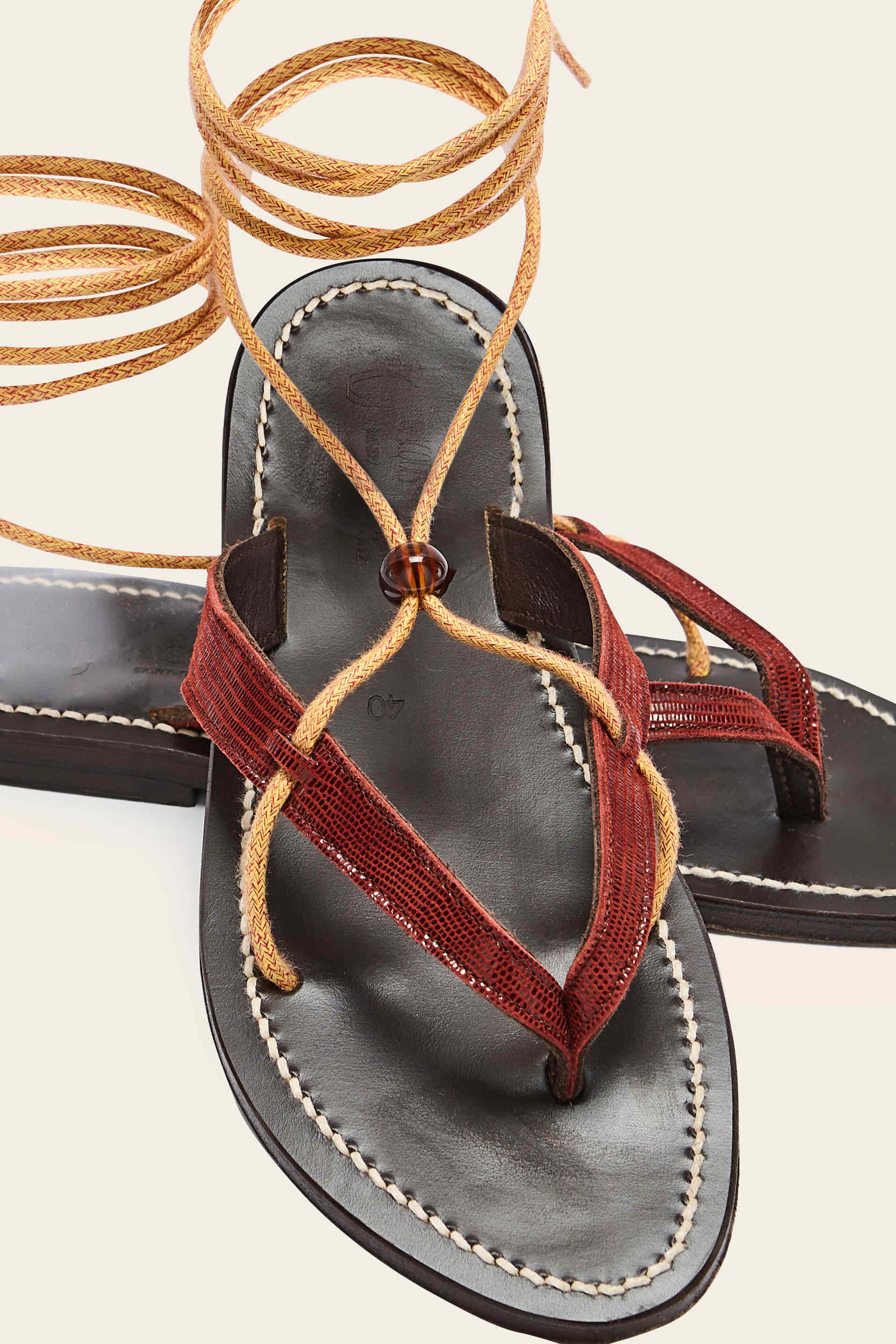 Sandals Amalfi embossed lizard burgundy