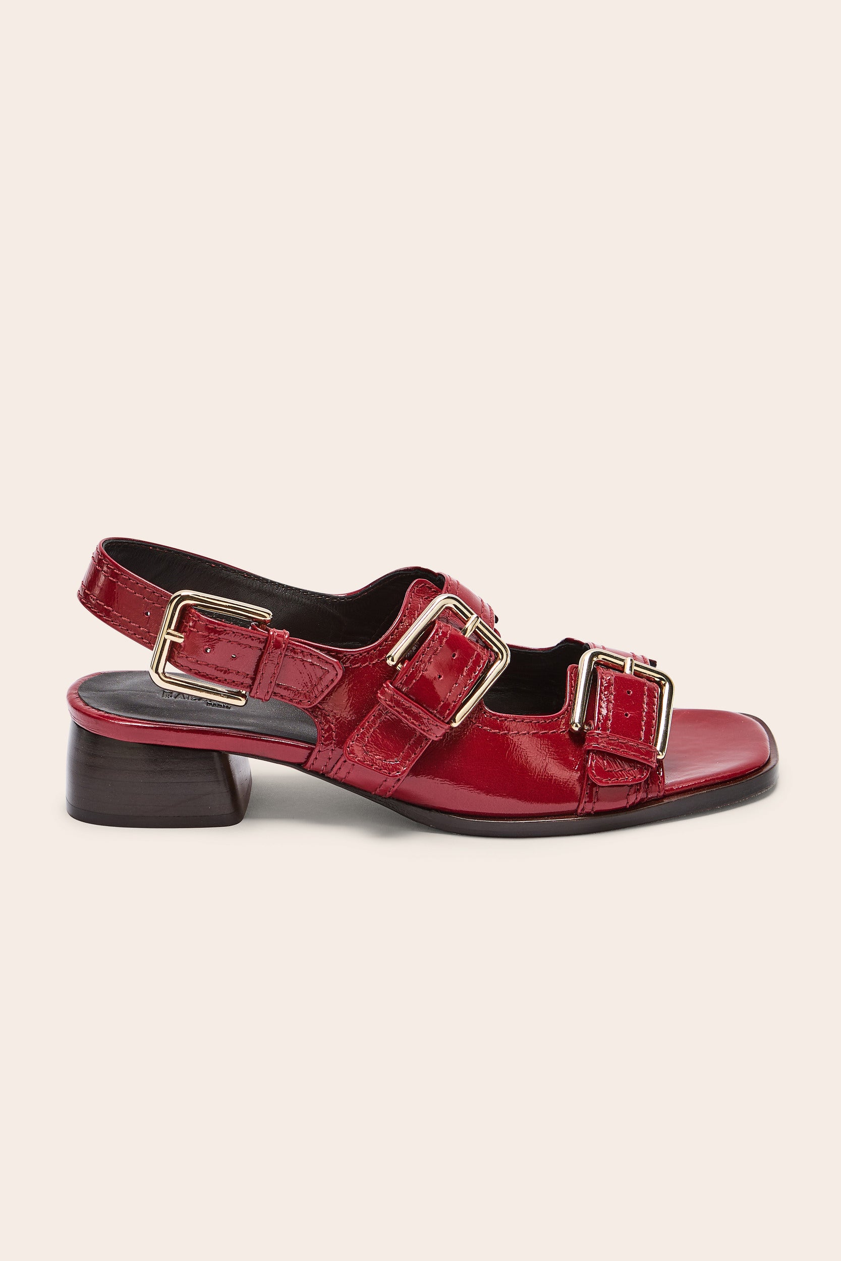Sandals Flor patent crinkled red