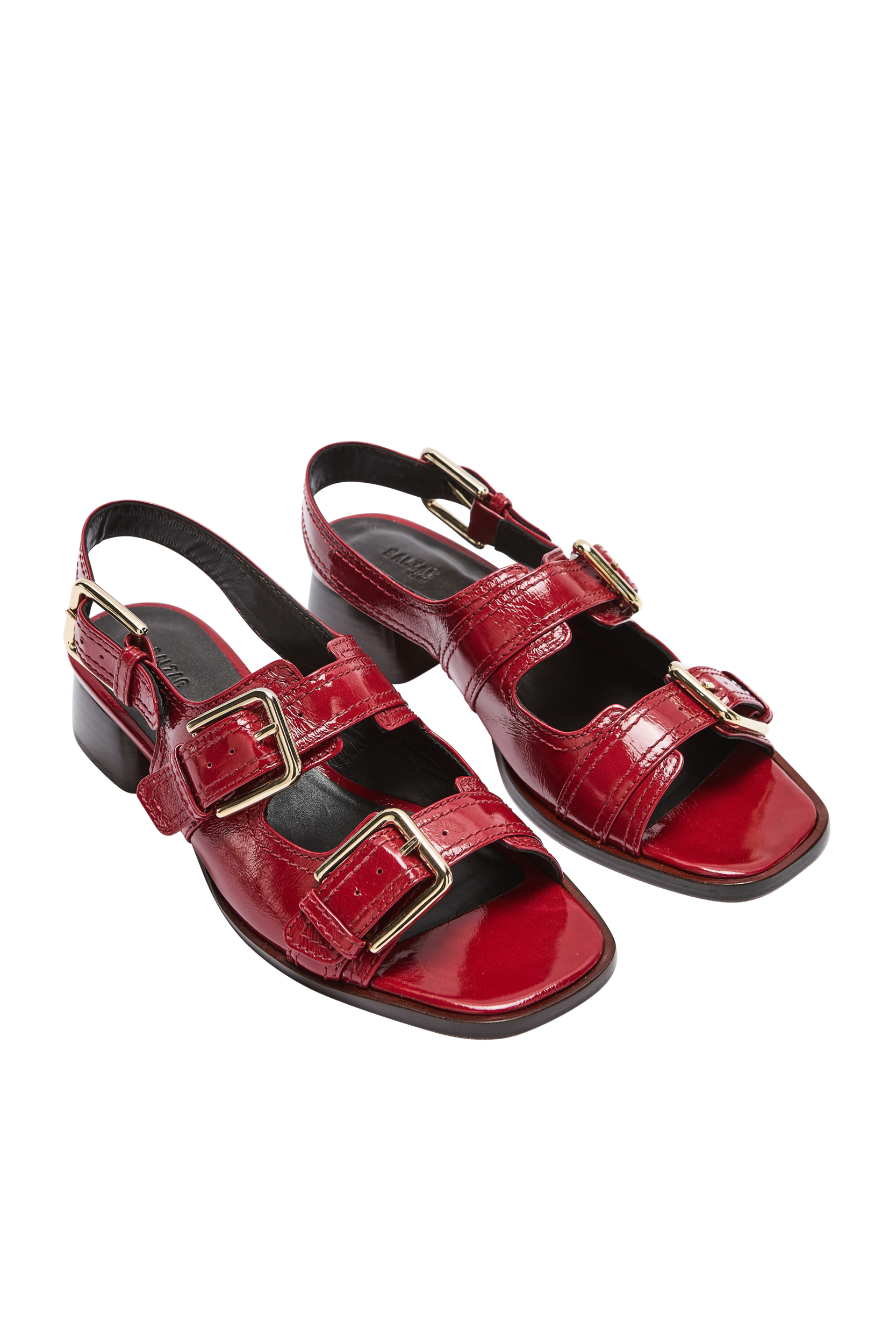 Sandals Flor patent crinkled red