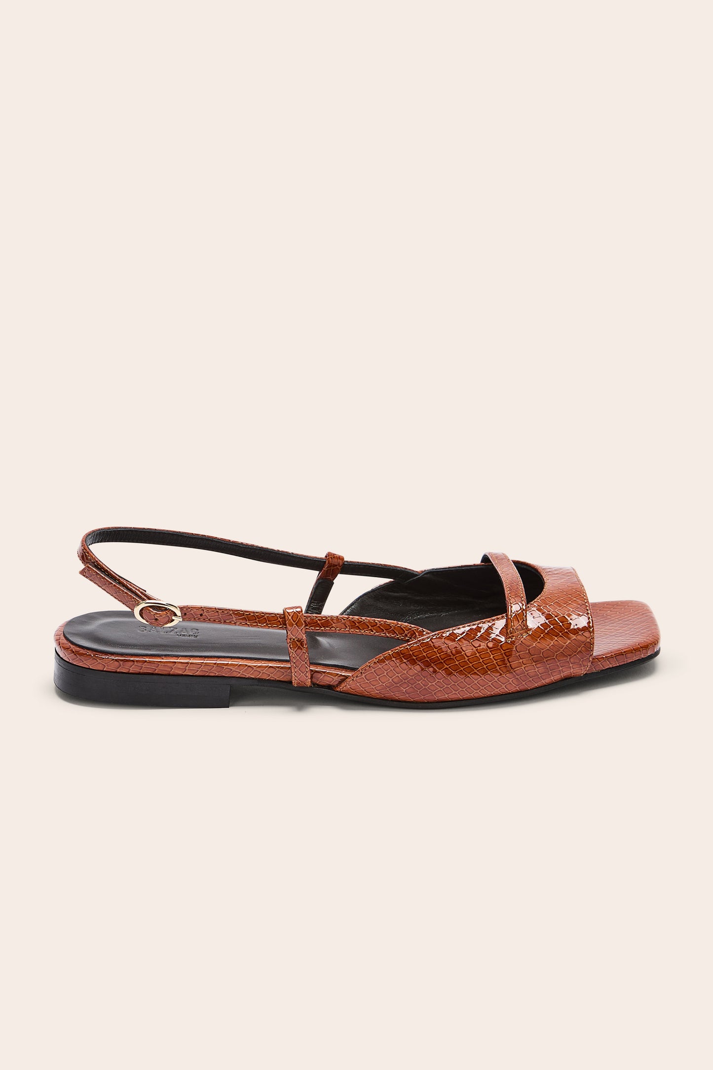 Dona embossed patent leather sandals, camel