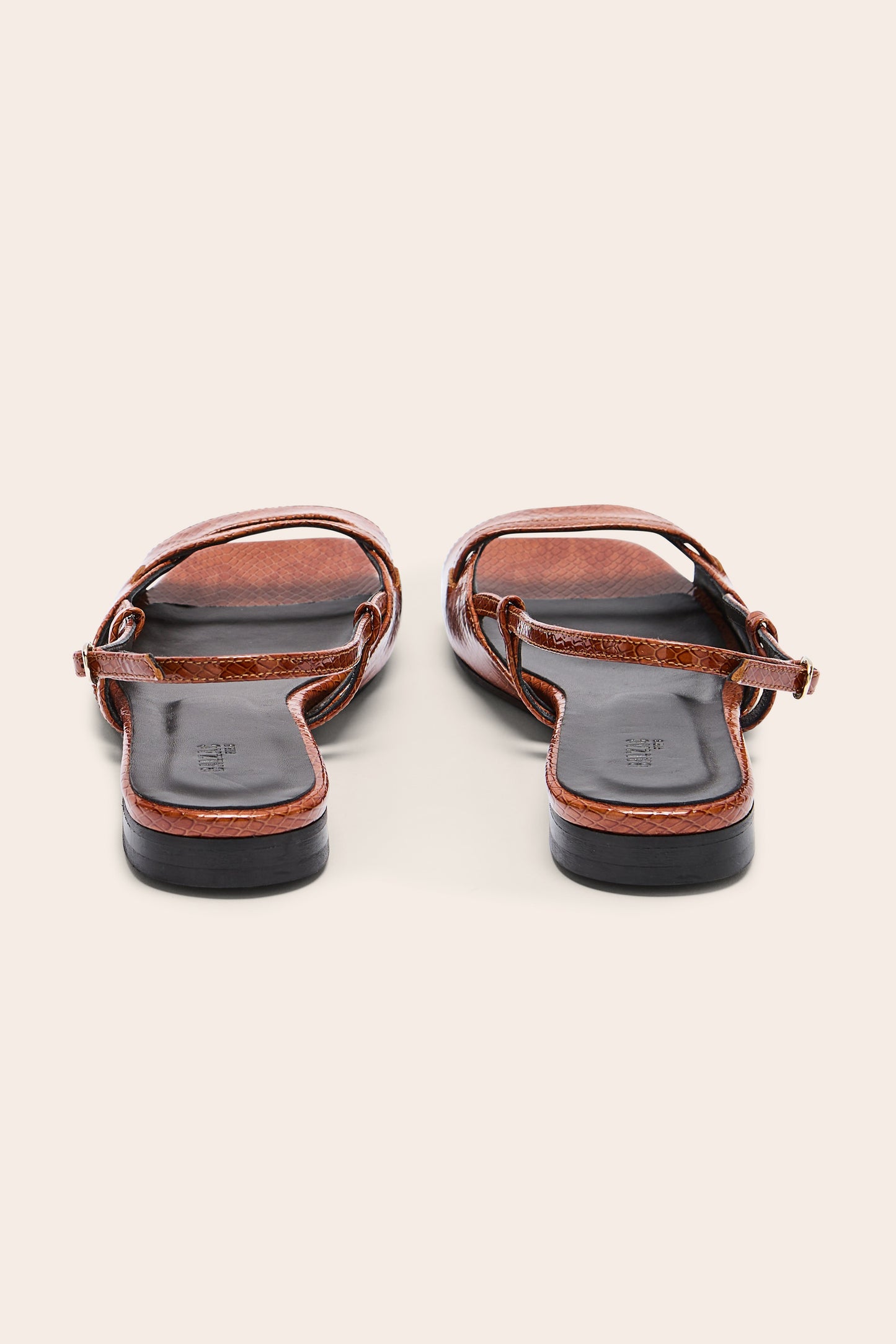 Dona embossed patent leather sandals, camel