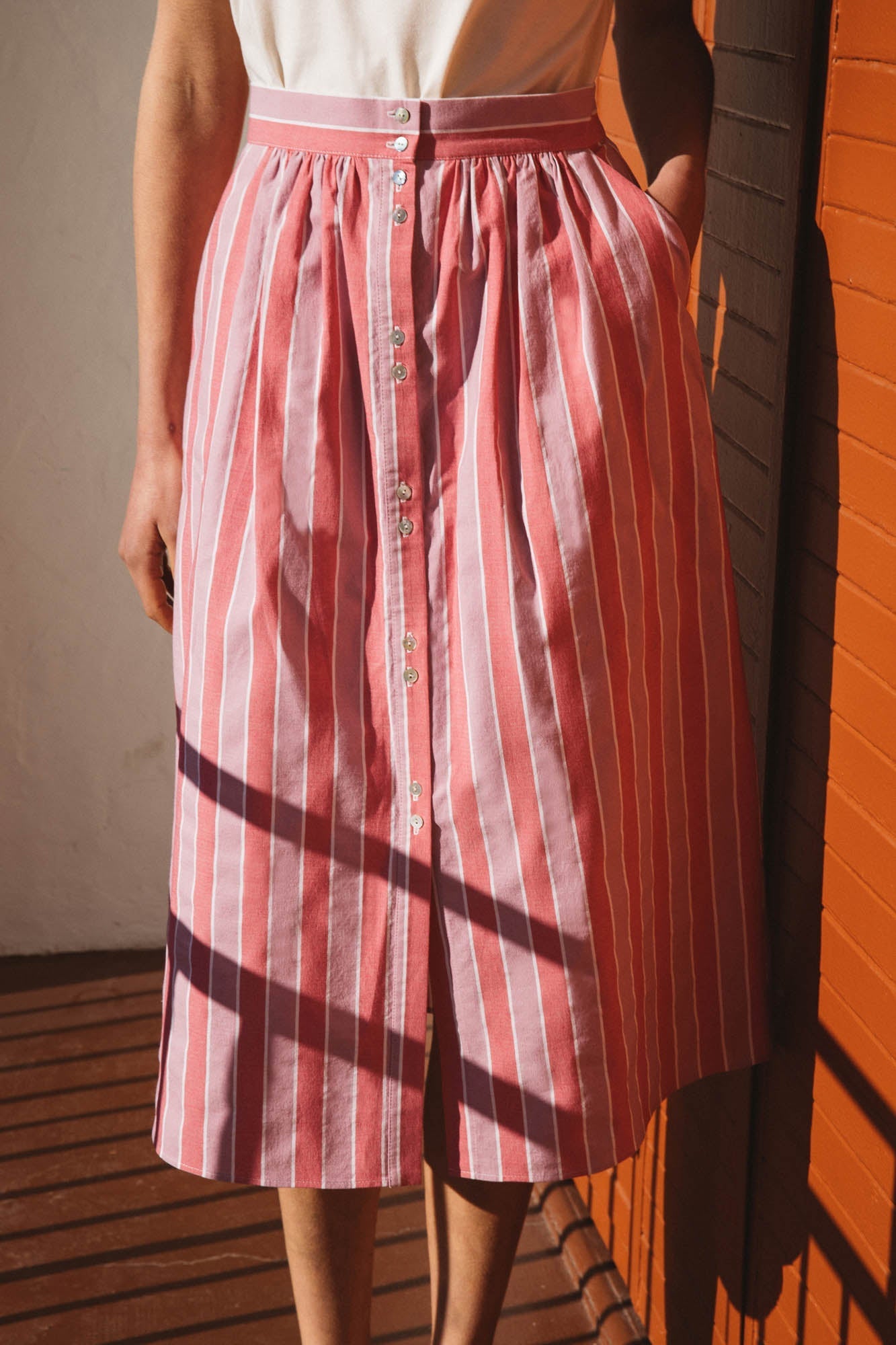 Sally pink striped skirt