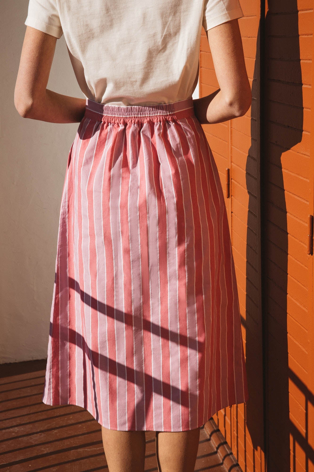 Sally pink striped skirt