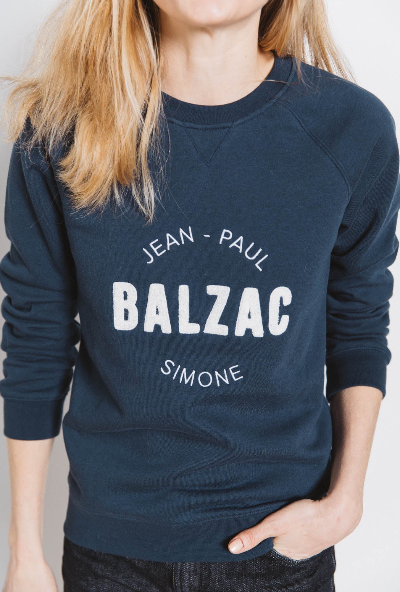 Sweat-shirt Littéraire Jean-Paul/Simone marine
