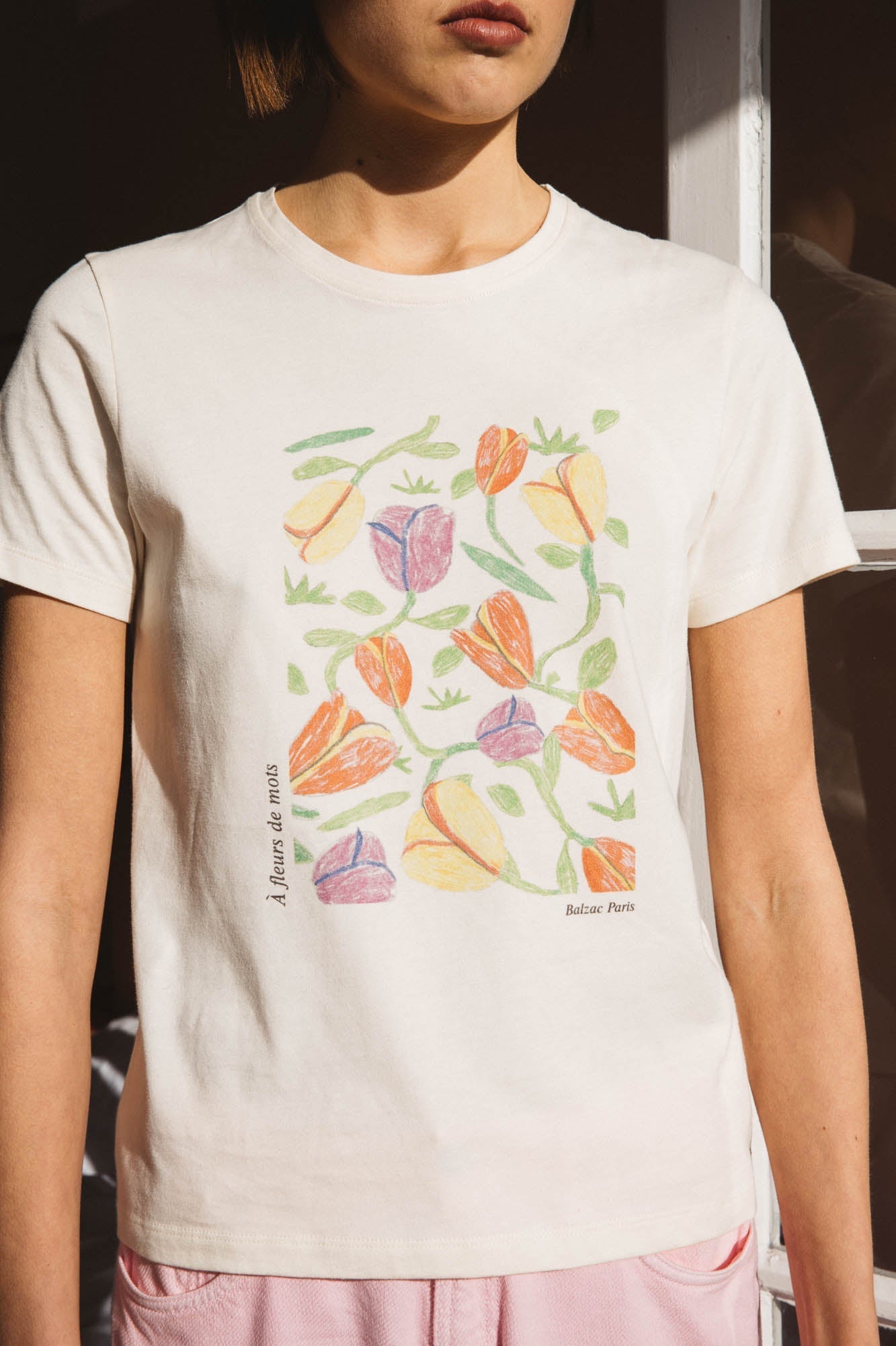 Tee-shirt À fleurs de mots écru