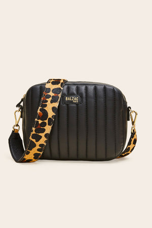Black César bag with leopard handle