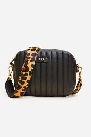 Sac César noir anse léopard