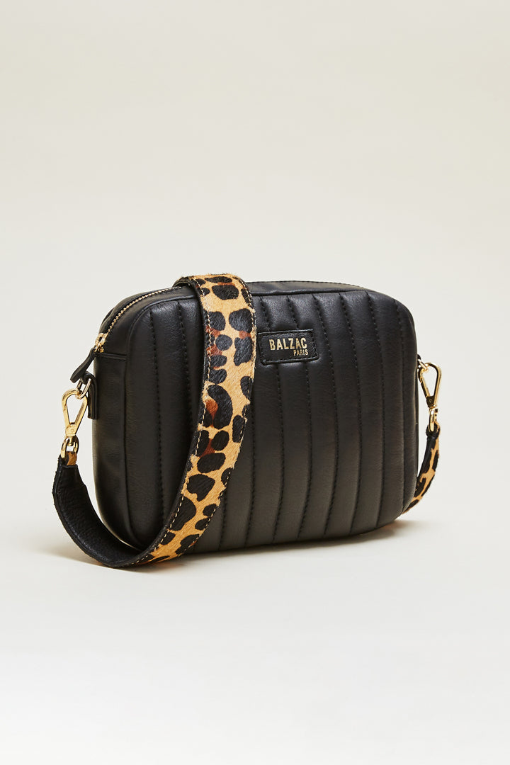 Black Caesar bag with leopard handle
