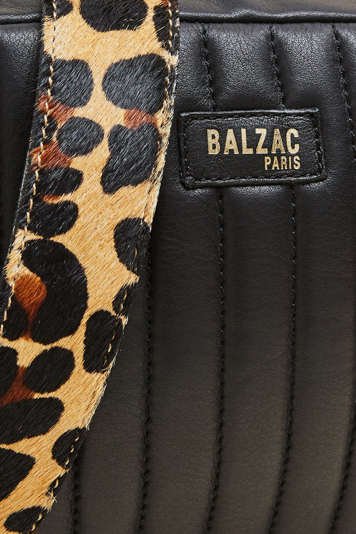 Bag César black handle leopard