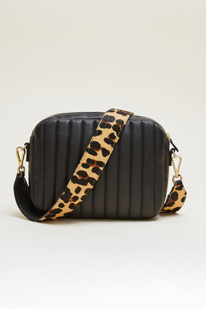 Black Caesar bag with leopard handle
