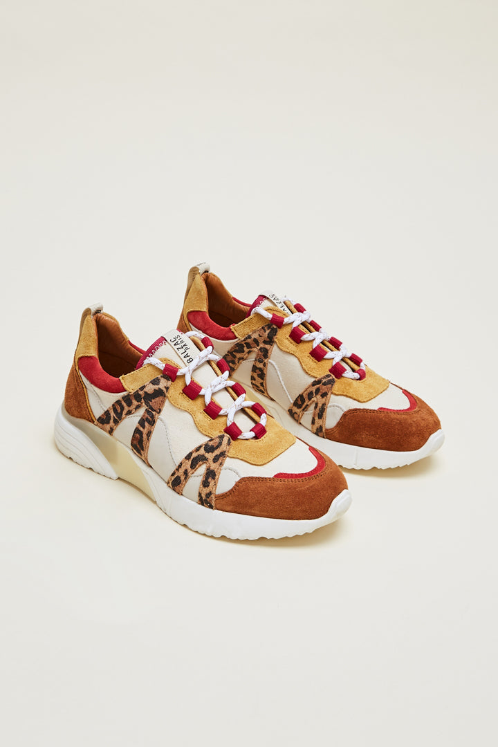 Astor camel and leopard sneakers