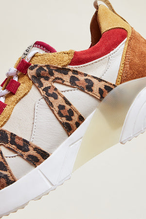 Astor camel and leopard sneakers