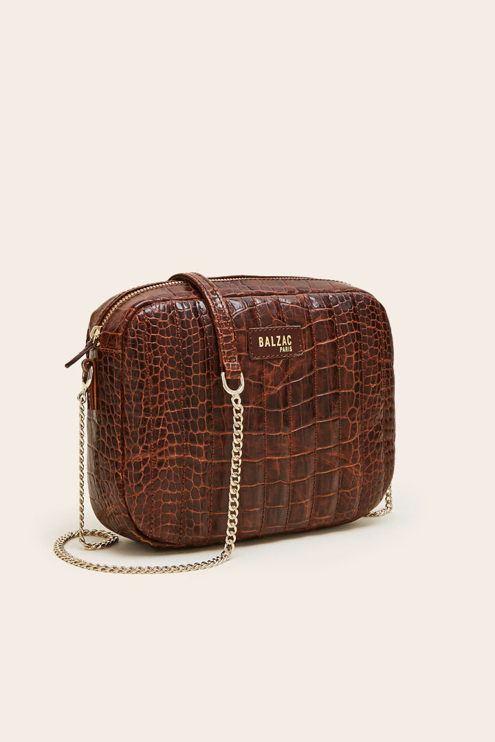 Embossed cognac César bag