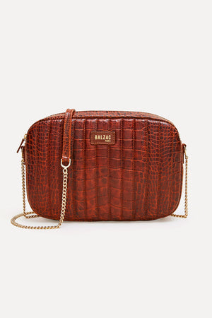 Sac Grand César cognac embossé