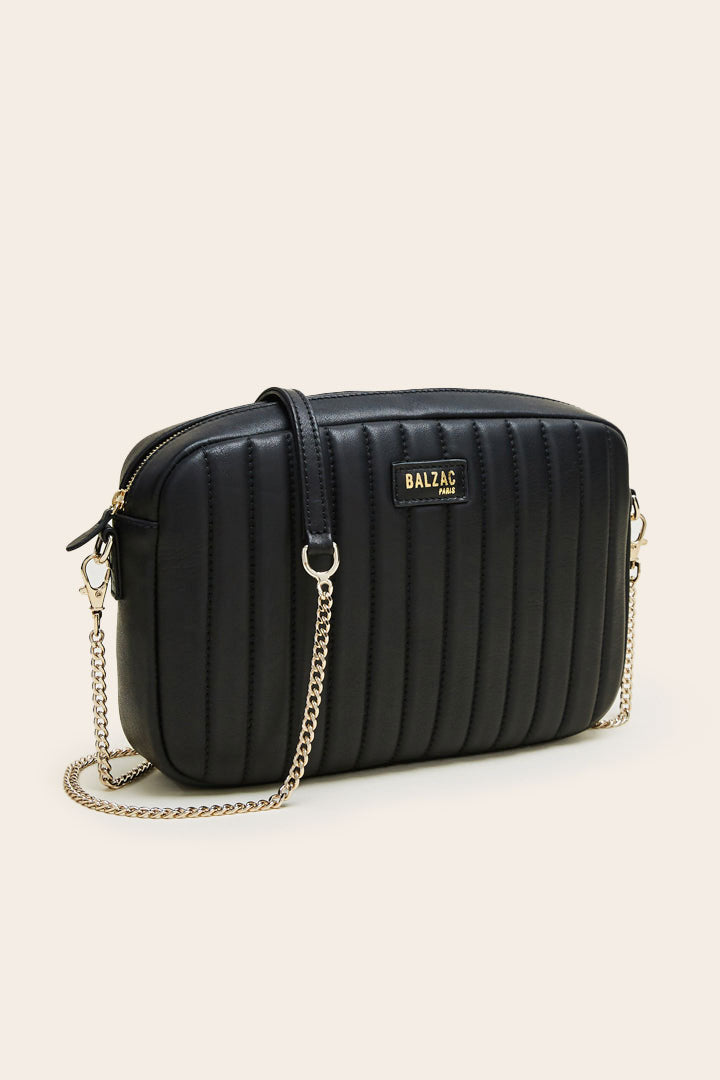 Large smooth black caesar bag